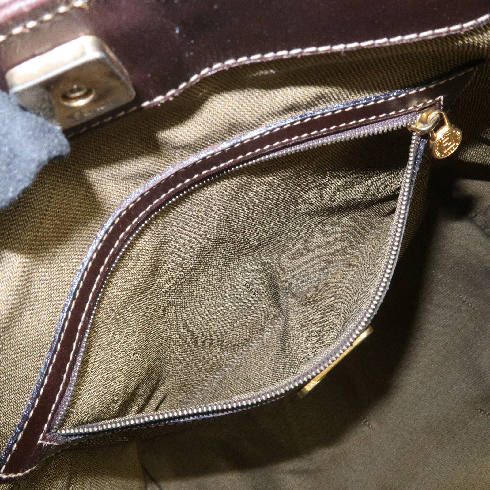 FENDI Zucca Canvas Leather 2Way Bag Hand Bag Shoulder Bag Brown