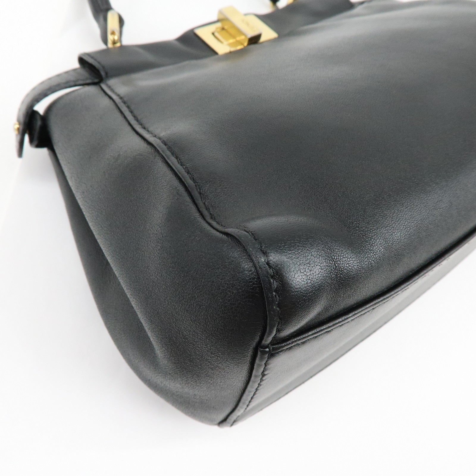 FENDI Peekaboo Mini 2Way Shoulder Bag Hand Bag Black 8BN244