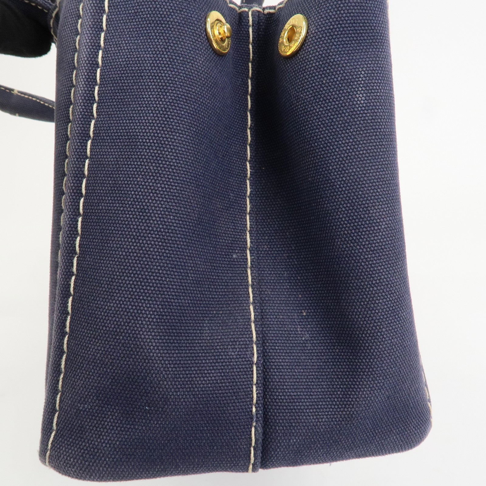 PRADA Canapa Mini Denim 2Way Hand Bag Tote Bag Navy 1BG439