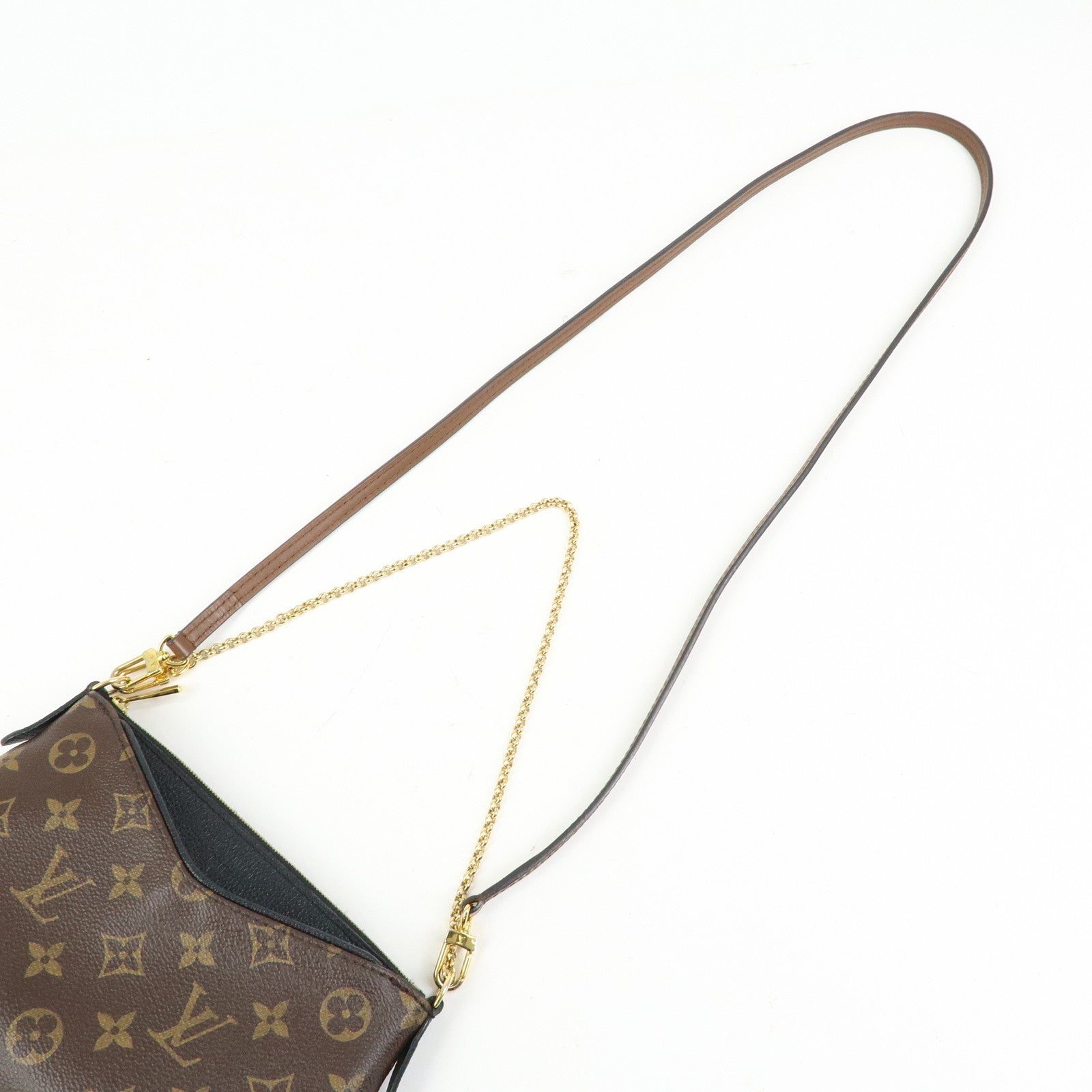 Louis Vuitton Monogram Pallas Clutch 2Way Shoulder Bag Noir M41639