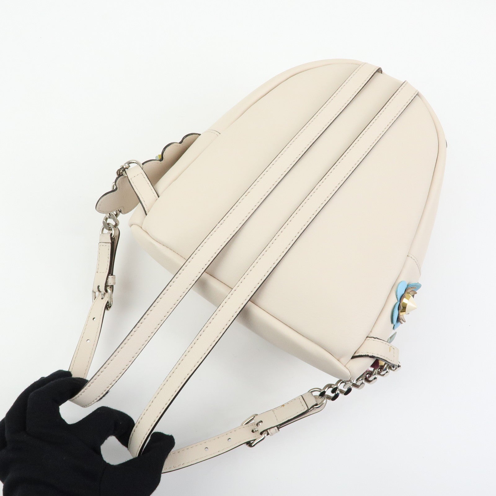 FENDI By The Way Calf Leather Flower Motif Backpack Studs 8BZ038