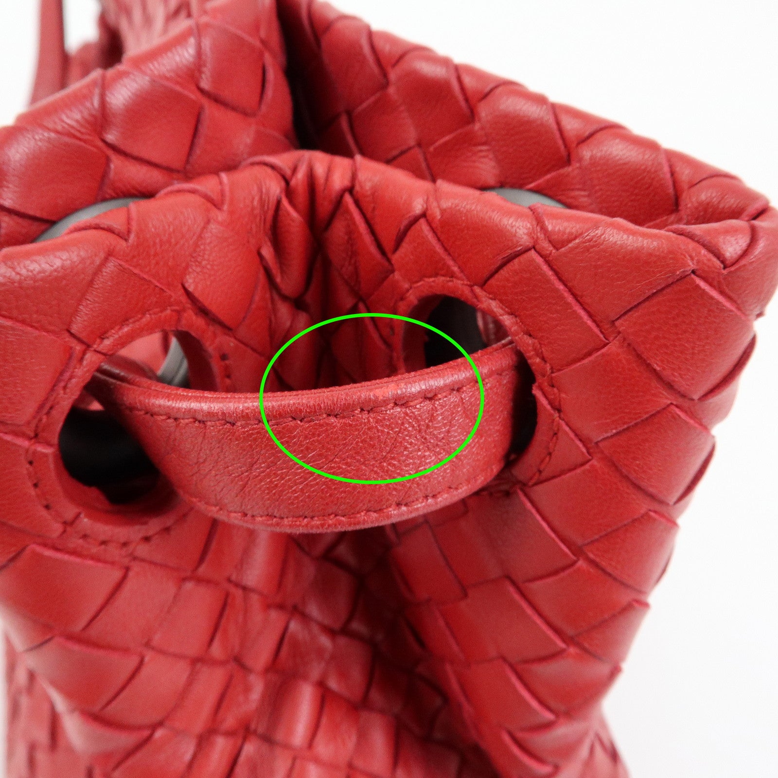 BOTTEGA VENETA Intrecciato Leather Shoulder Bag Hand Bag Red
