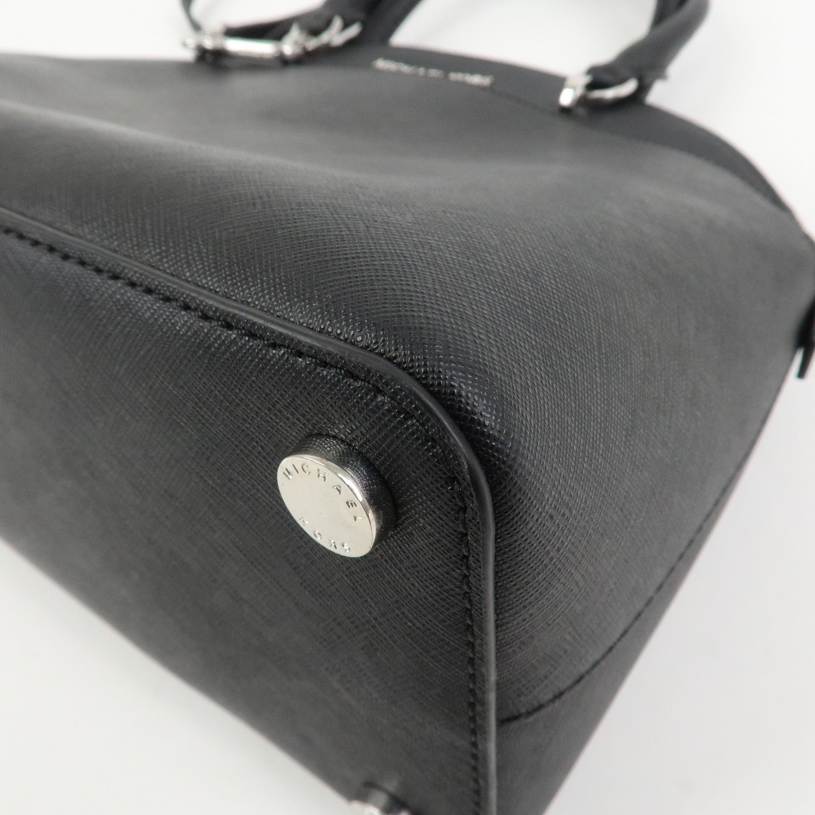 MICHAEL KORS Leather 2 Way Shoulder Bag Hand Bag Black Silver