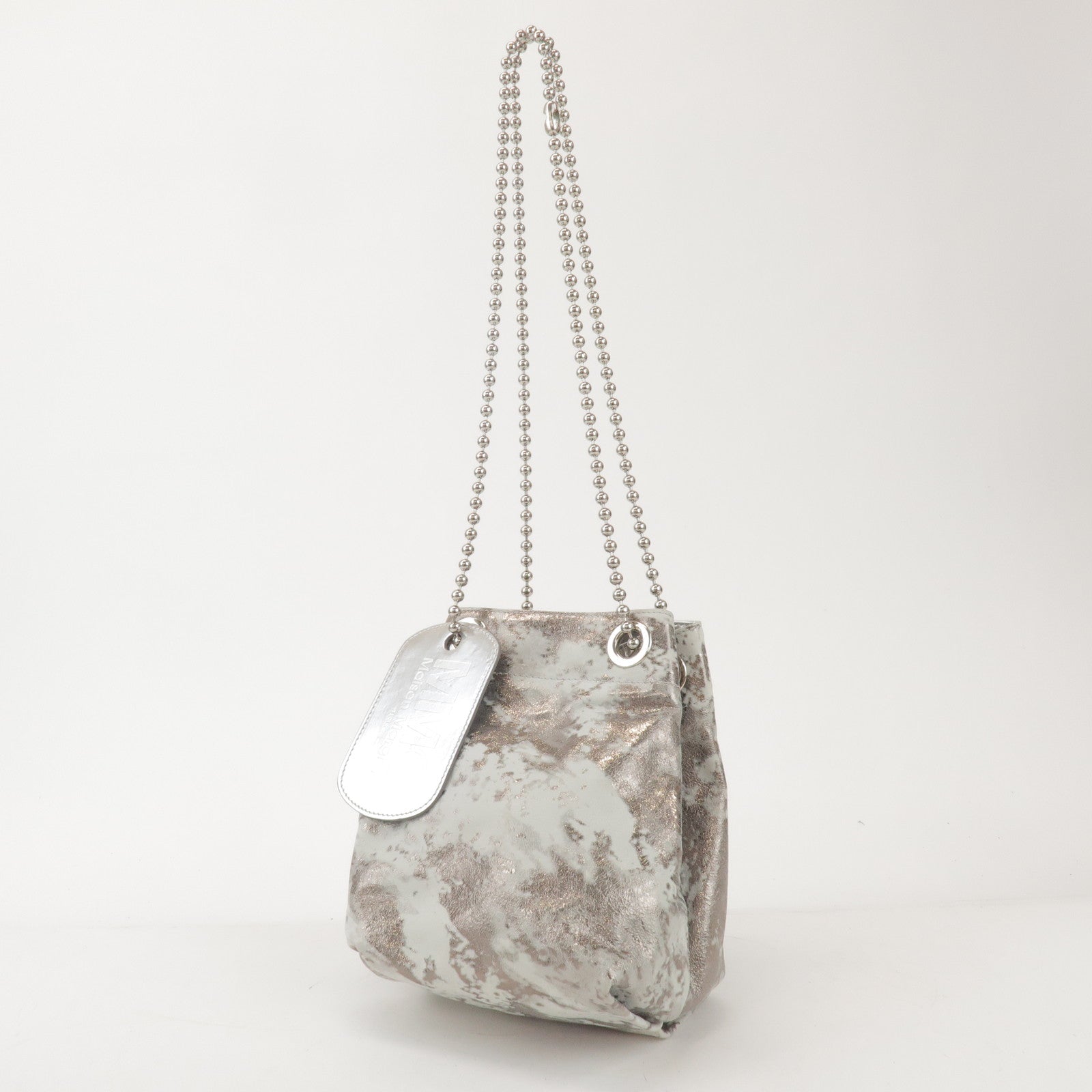 Maison Margiela MM6 Faux Leather Shoulder Bag Silver S41WC0015