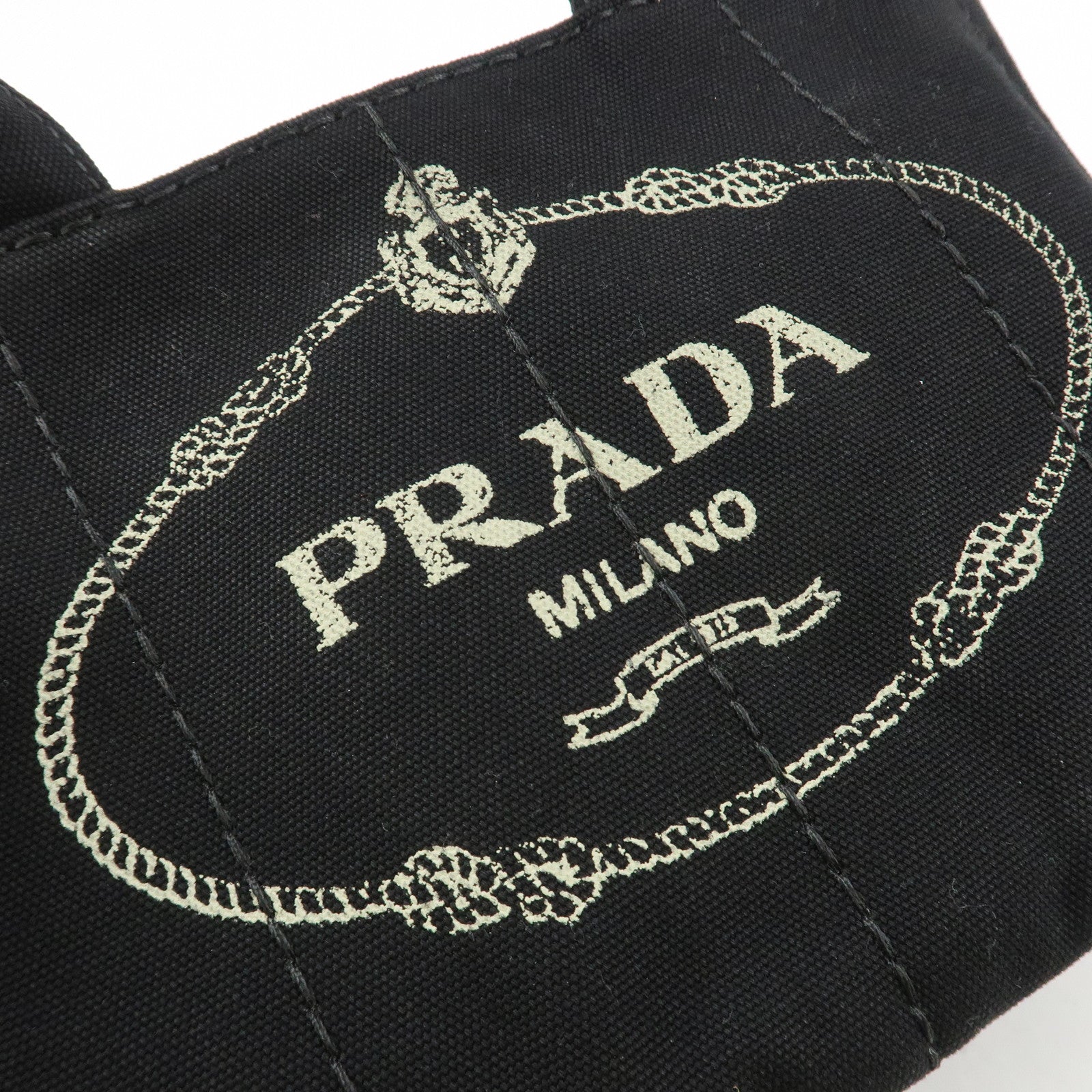 PRADA Logo Canapa Mini Canvas 2Way Bag Hand Tote Bag B2439G Black Used