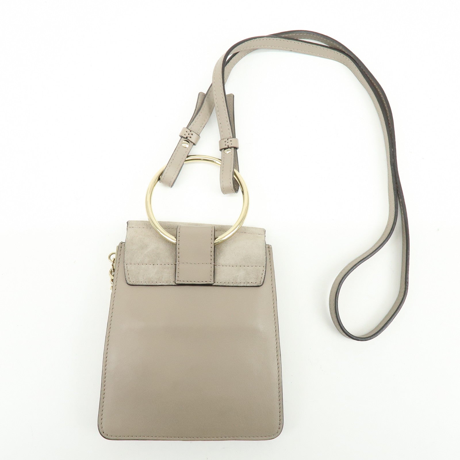 Chloe Faye Suede Leather Shoulder Bag Crossbody Bag Beige