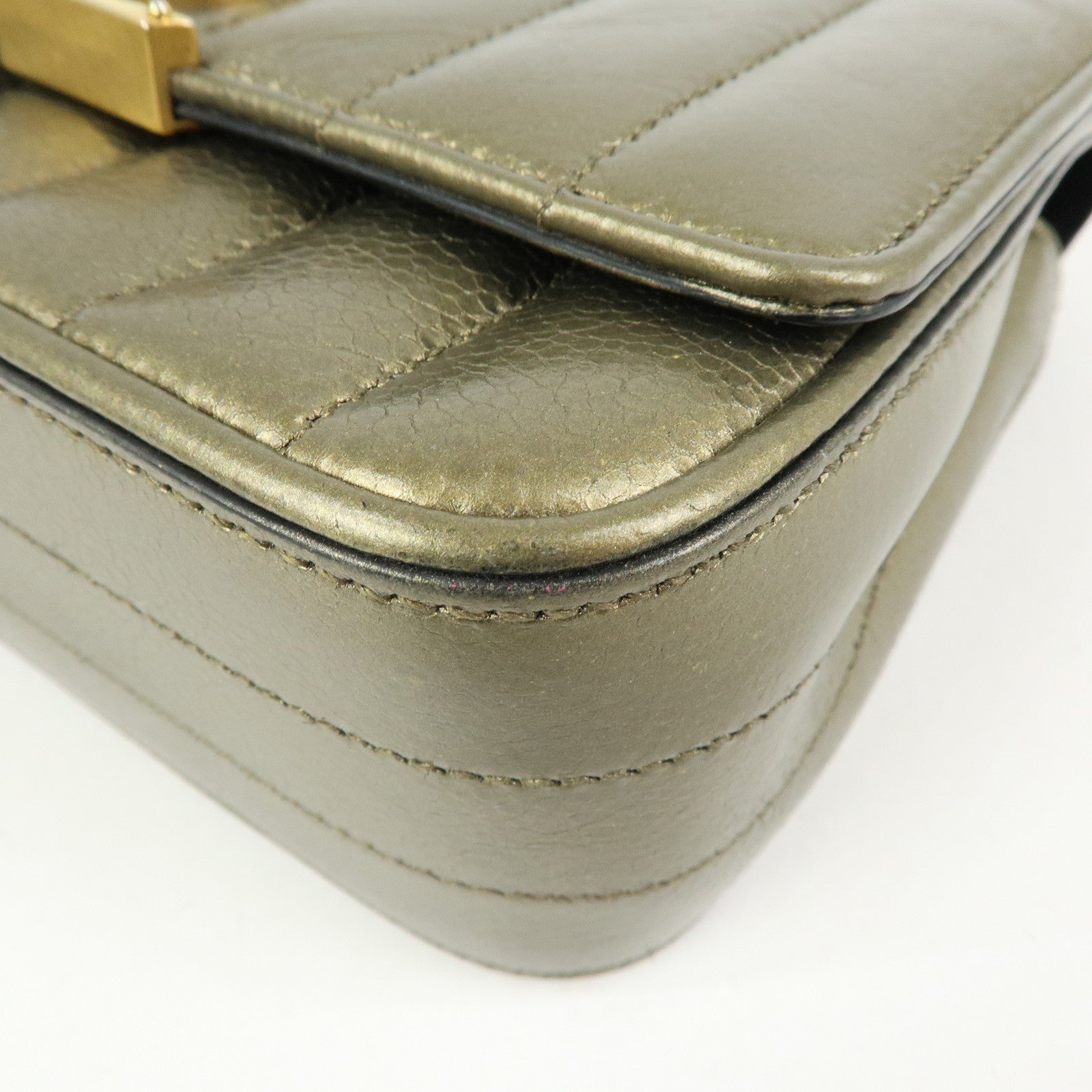 SAINT LAURENT PARIS Leather Vicky Shoulder Bag Crossbody Bag Gold