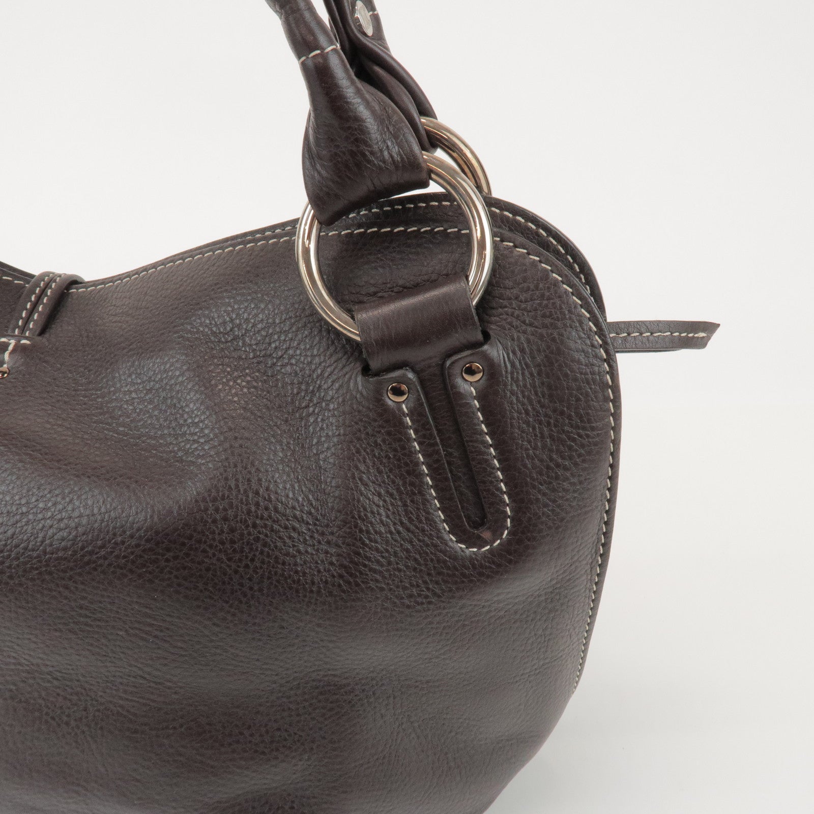 CELINE Bittersweet Leather Shoulder Bag Hand Bag Dark Brown