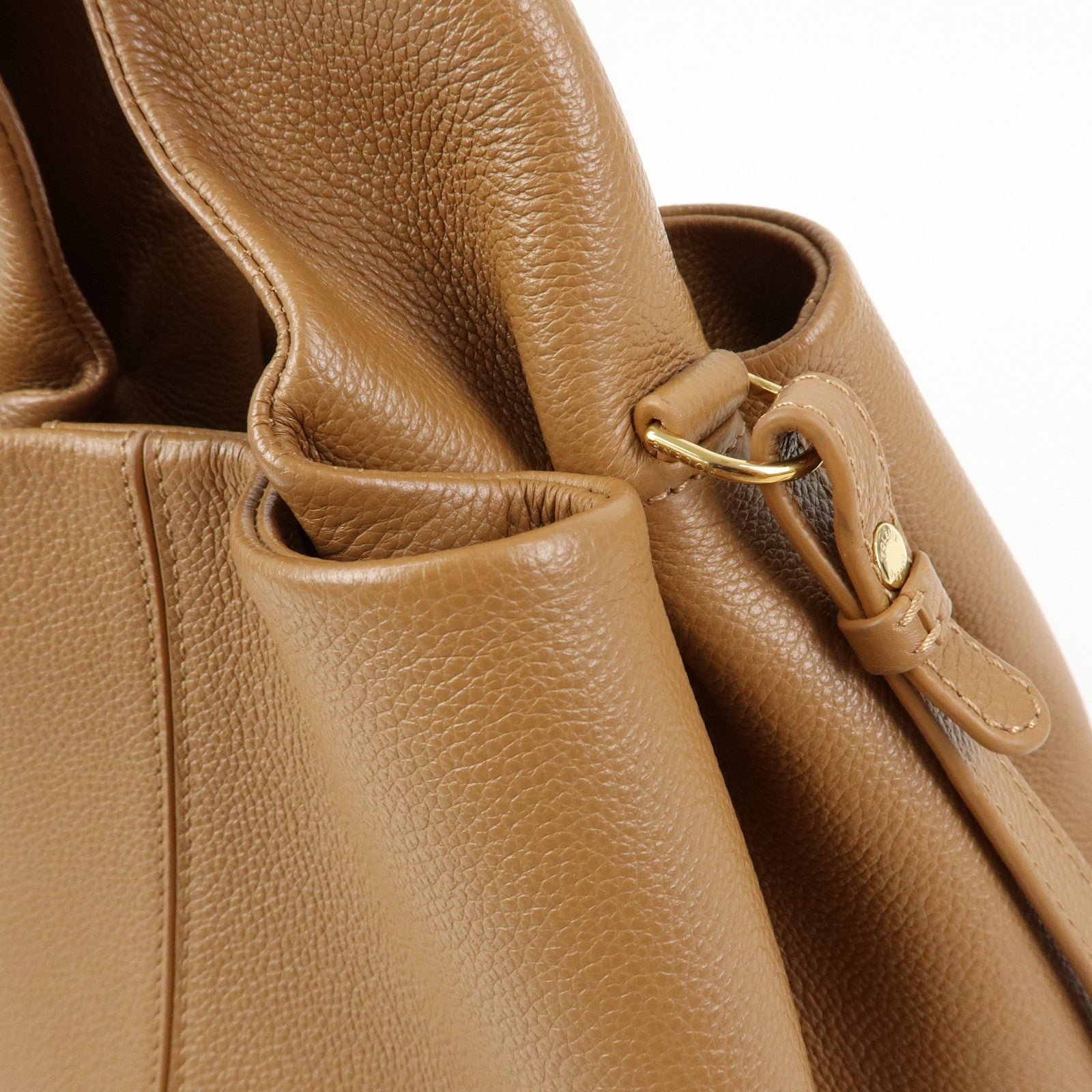 Polene Numero Neuf Grained Calf Leather 2Way Hand Bag Camel