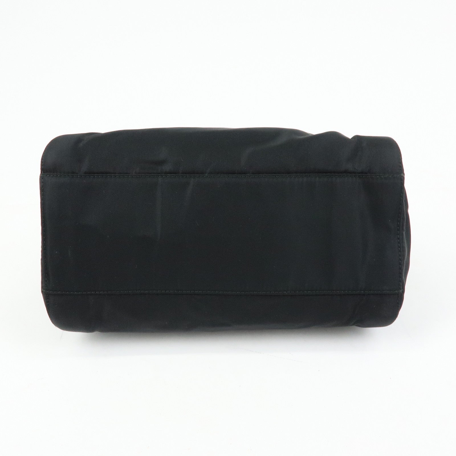 PRADA Triangle Logo Nylon Leather Chain Shoulder Bag Black B4394