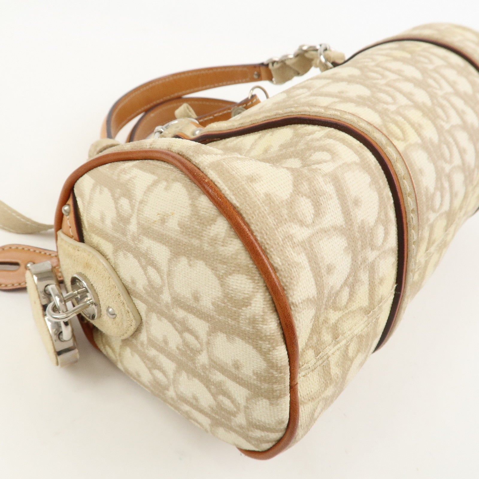 Christian Dior Romantic Trotter PVC Leather Hand Bag Beige