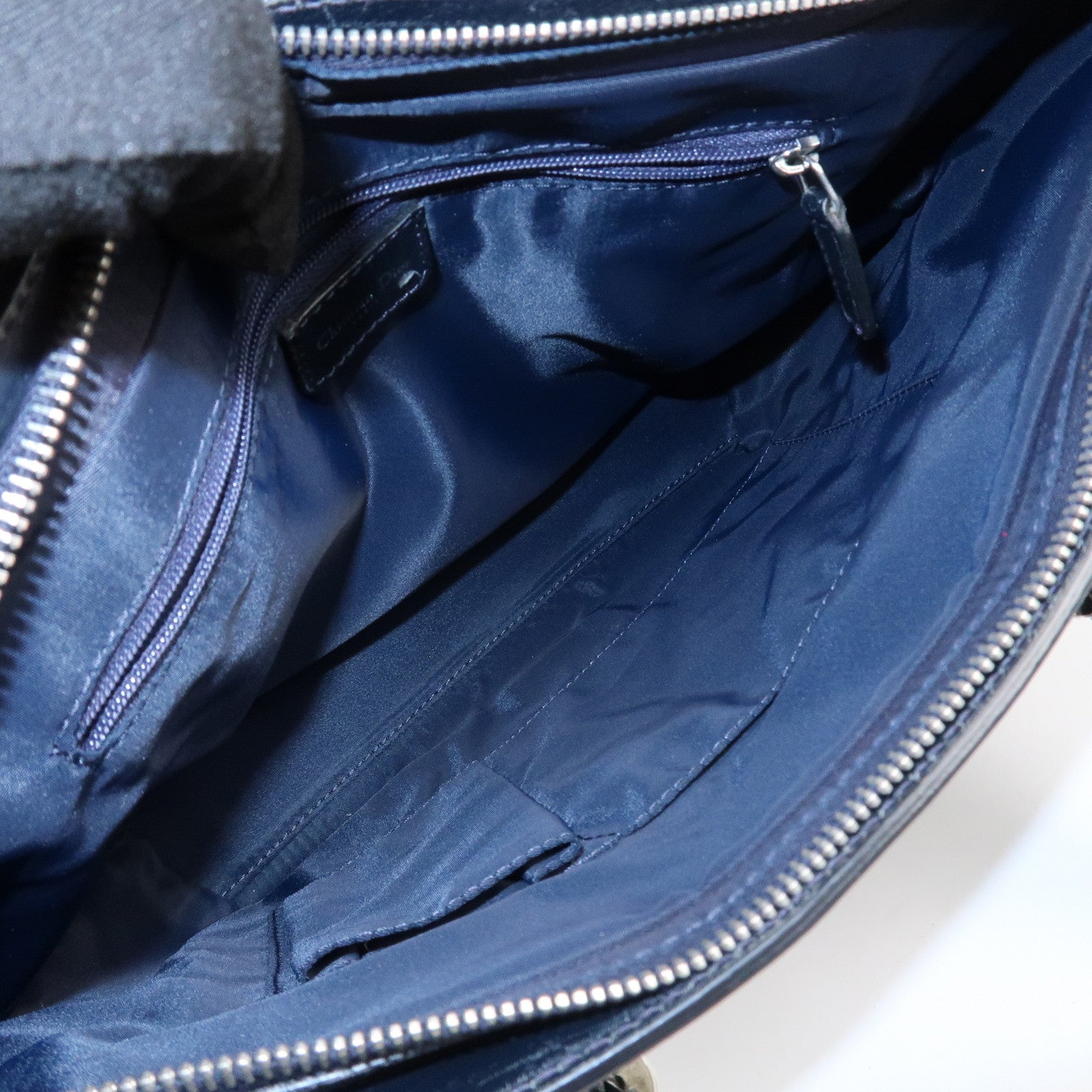 Christian Dior Trotter Leather Canvas Hand Bag Tote Bag Navy Used