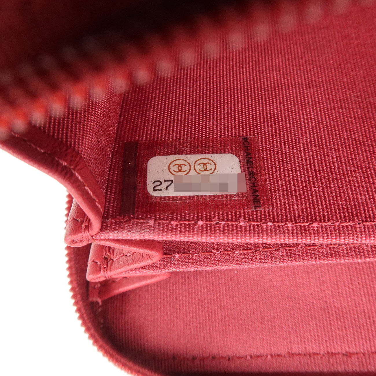 CHANEL COCO Mark Caviarskin Card Case Coin Case Red A68890