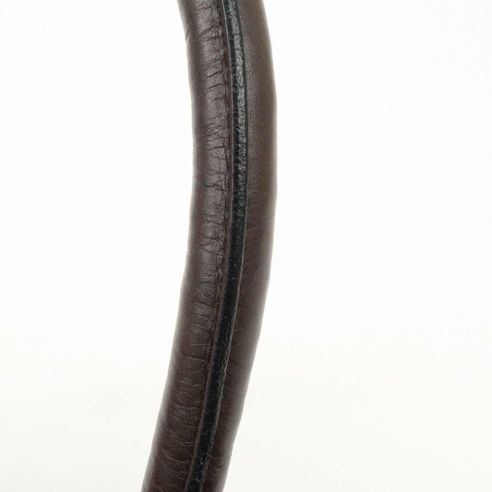 Ferragamo Gancini Unborn Calf Leather Hand Bag Dark Brown Used