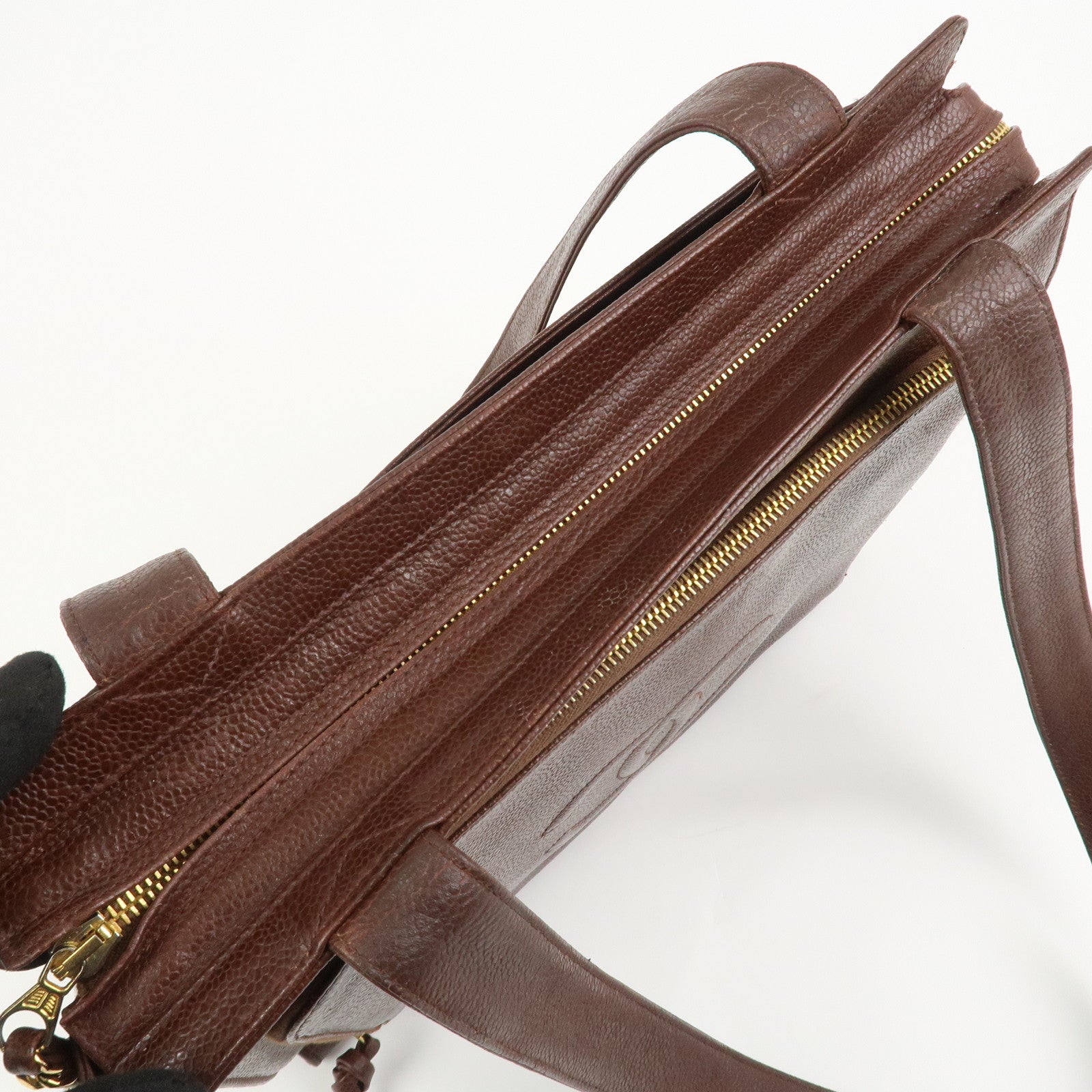 CHANEL COCO Mark Caviarskin Tote Bag Shoulder Bag Brown