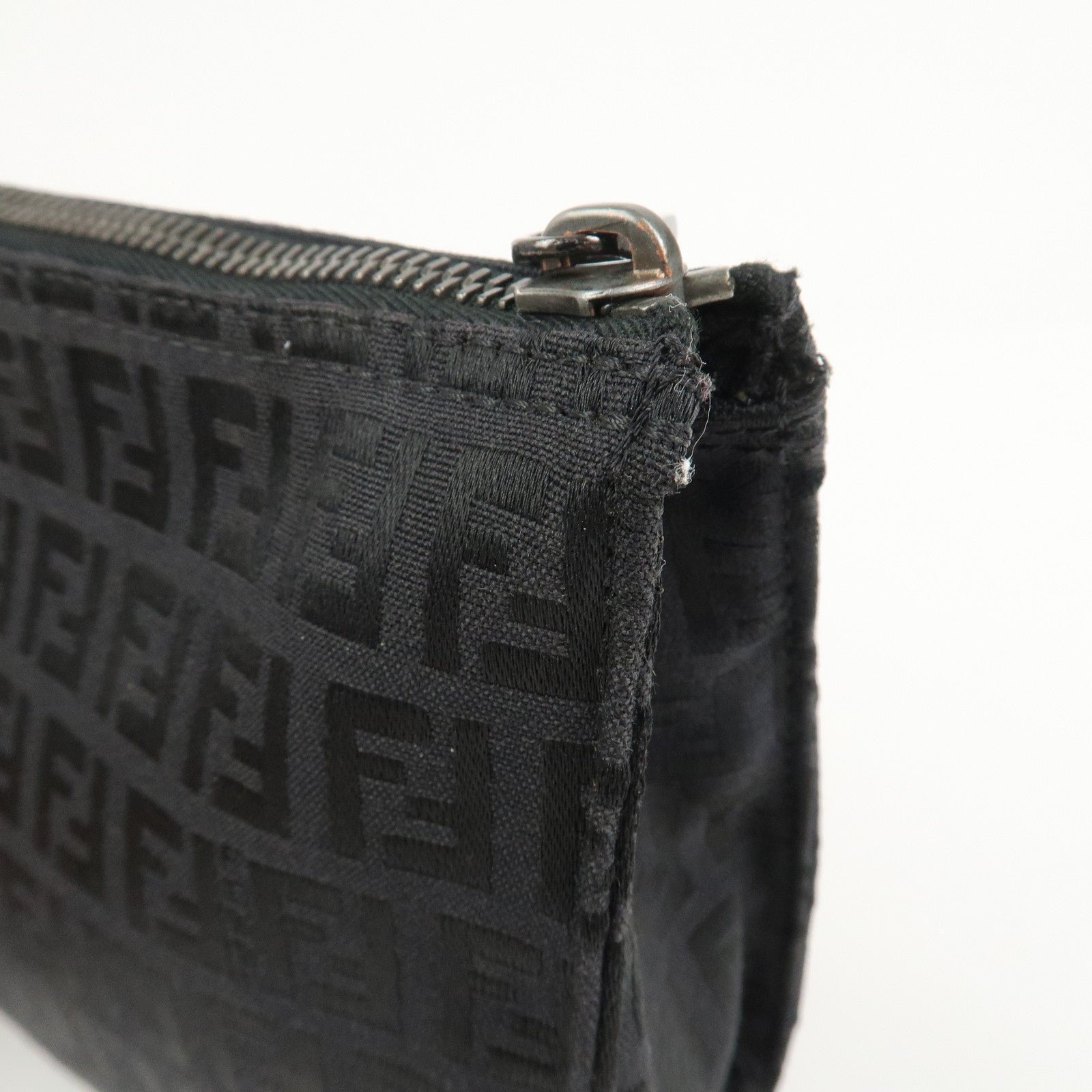 FENDI Zucchino Logo Canvas Cosmetic Pouch Black 7N0007