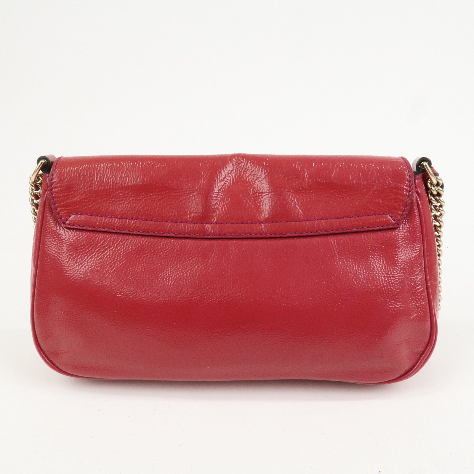 GUCCI SOHO Patent Leather Chain Shoulder Bag Red 336752