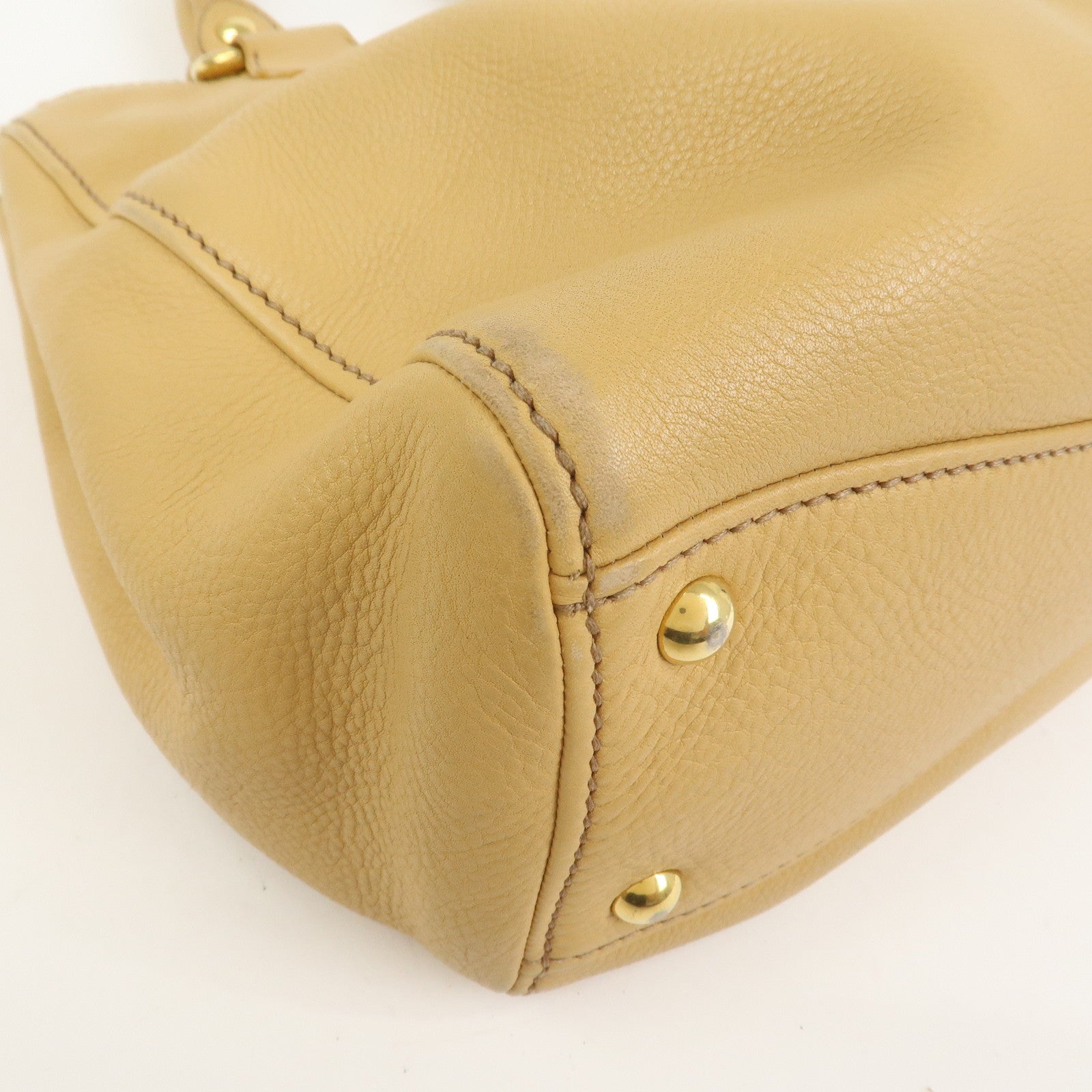 MIU MIU Leather 2Way Shoulder Bag Hand Bag Beige RN0620