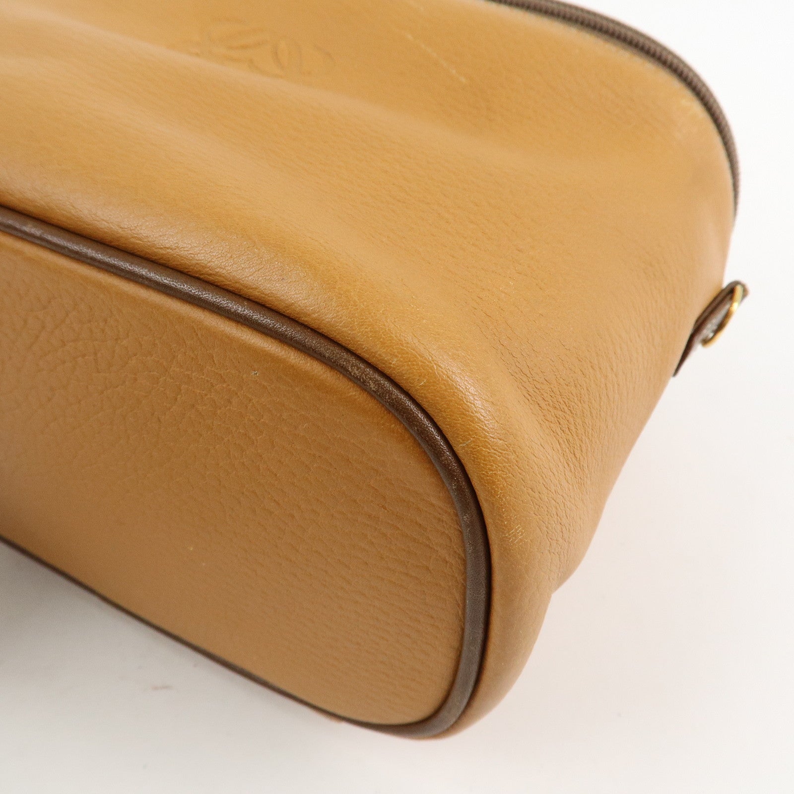 LOEWE Leather 2WAY Bag Hand Bag Shoulder Bag Brown Gold Hardware