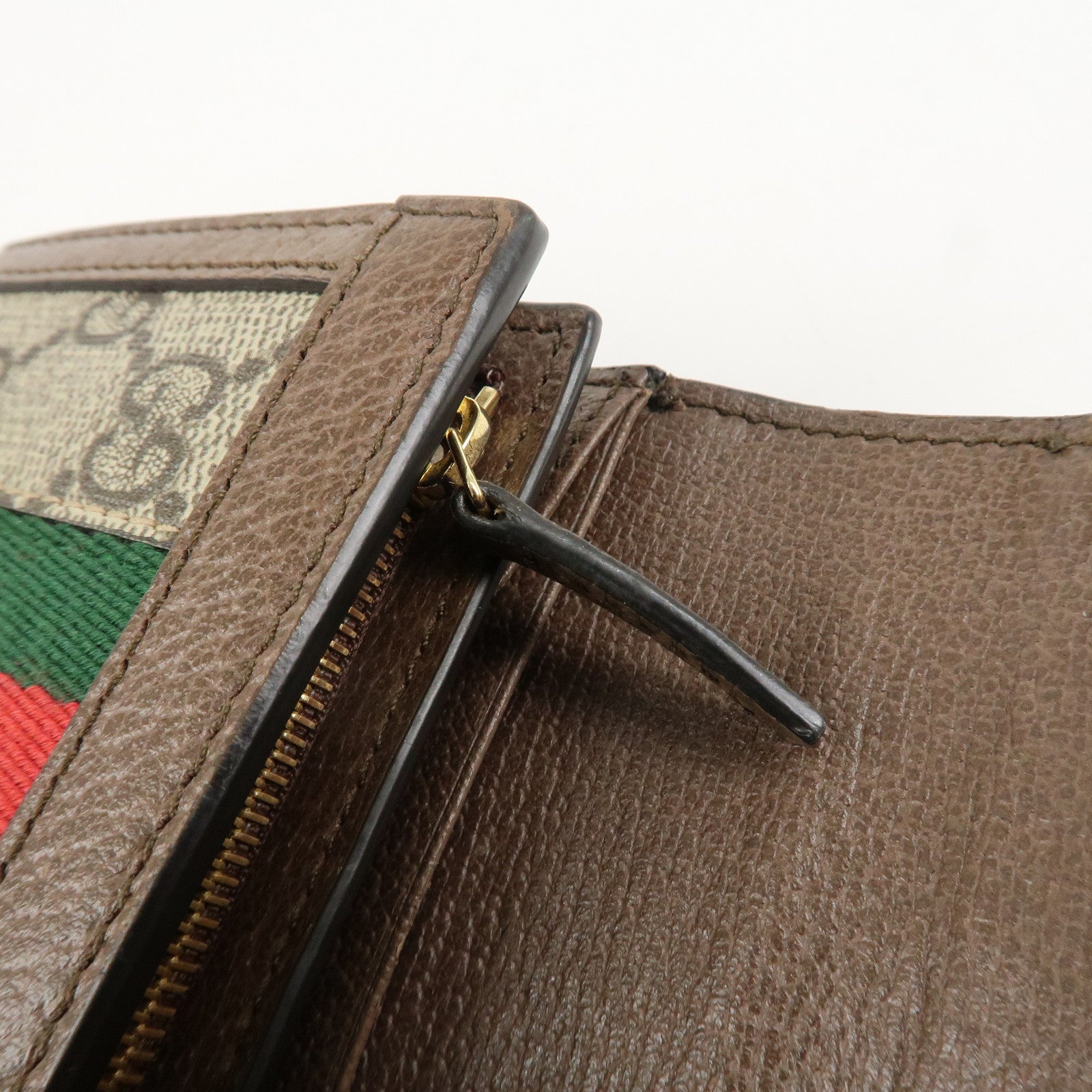 GUCCI Ophidia Sherry GG Supreme Leather Bifold Wallet 598662 Used