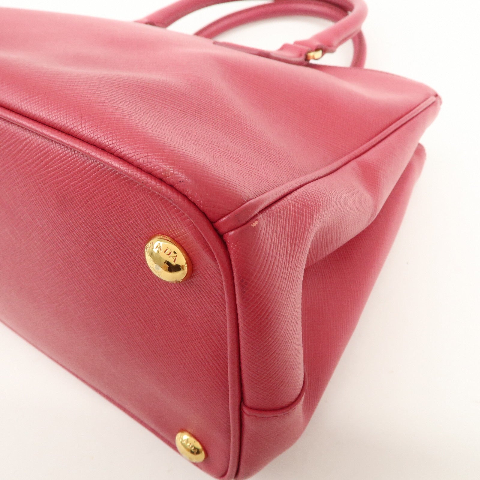 PRADA Triangle Logo Saffiano Leather 2Way Bag Hand Bag Pink BN1801