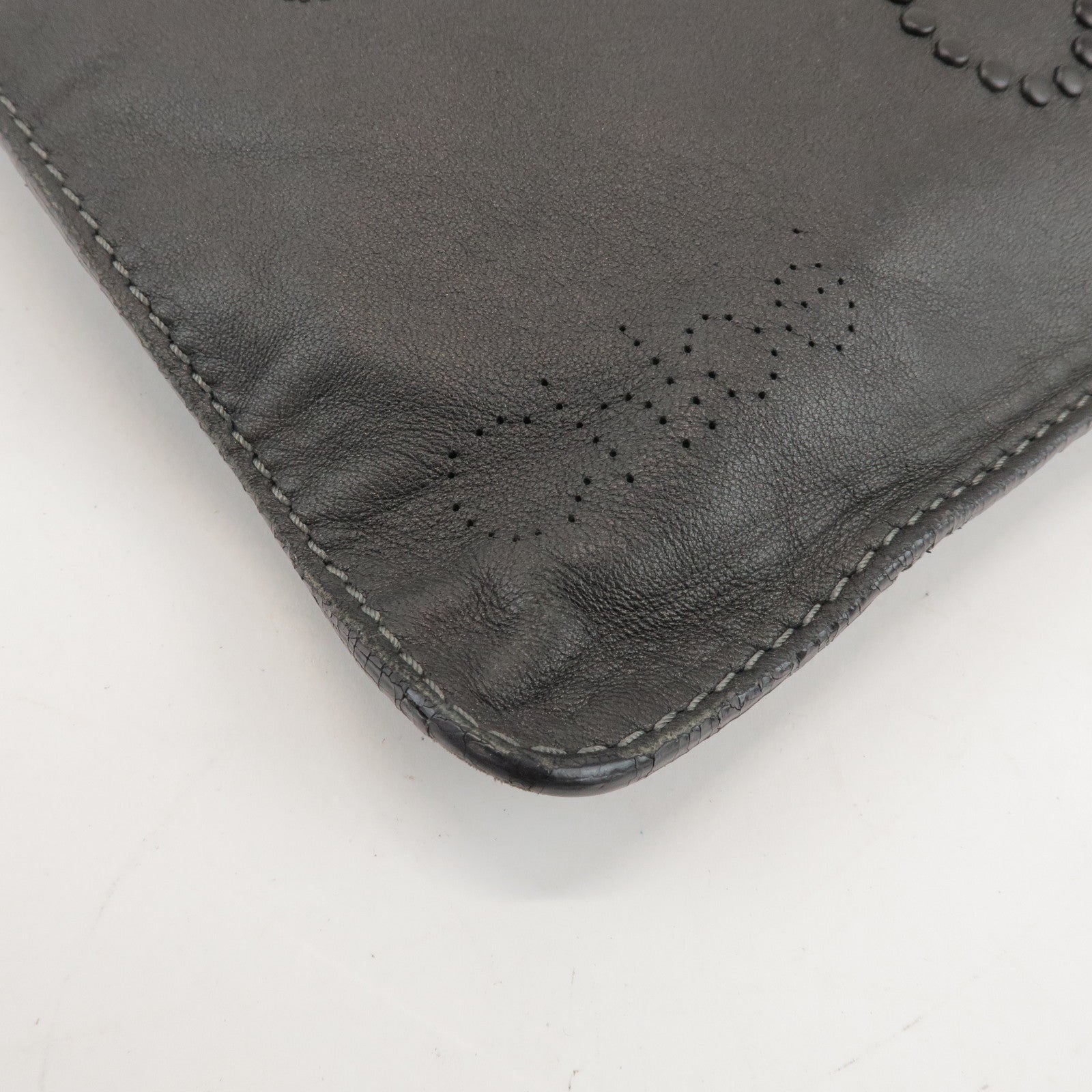 Chloe Leather Drawstring Tote Bag Shoulder Bag Hand Bag Black Studs