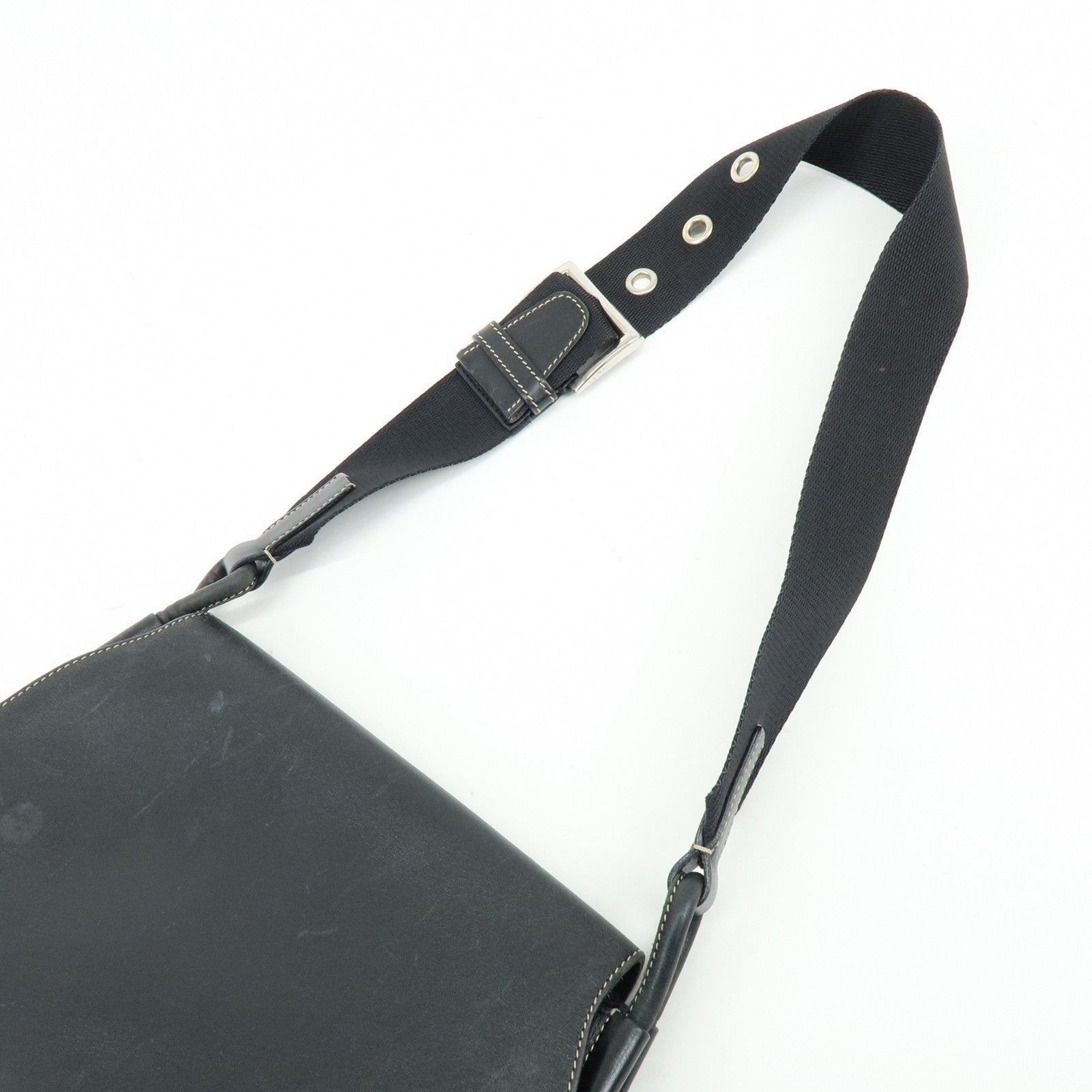 PRADA Leather Shoulder Bag Hand Bag Black