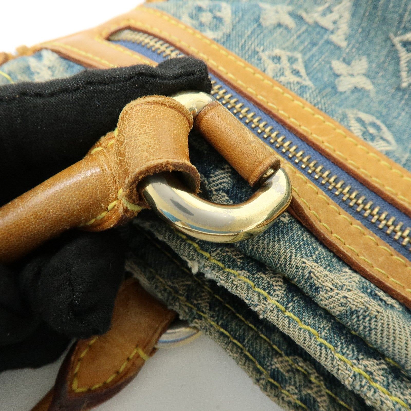 Louis Vuitton Monogram Denim Flat Shopper Tote Bag Blue M95018