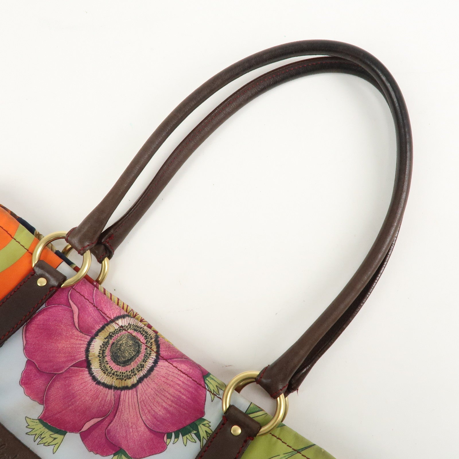 Ferragamo Gancini Leather Nylon Shoulder Bag Tote Bag Multicolor