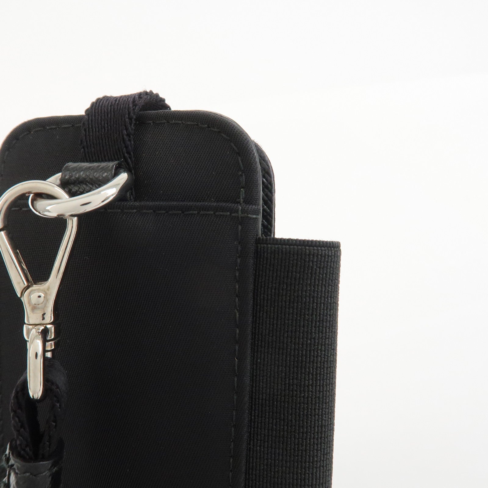 PRADA Triangle Logo Nylon Leather Phone Case Black 1ZT023