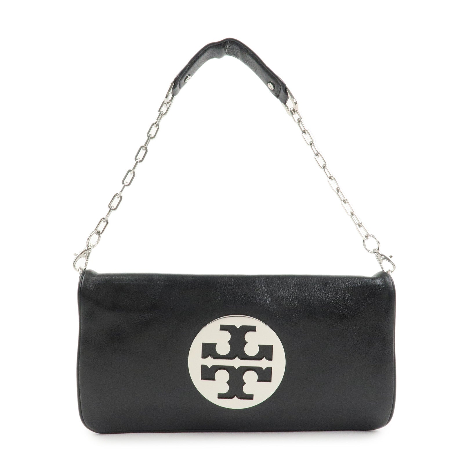 TORY BURCH Leather 2Way Bag Shoulder Bag Clutch Bag Black