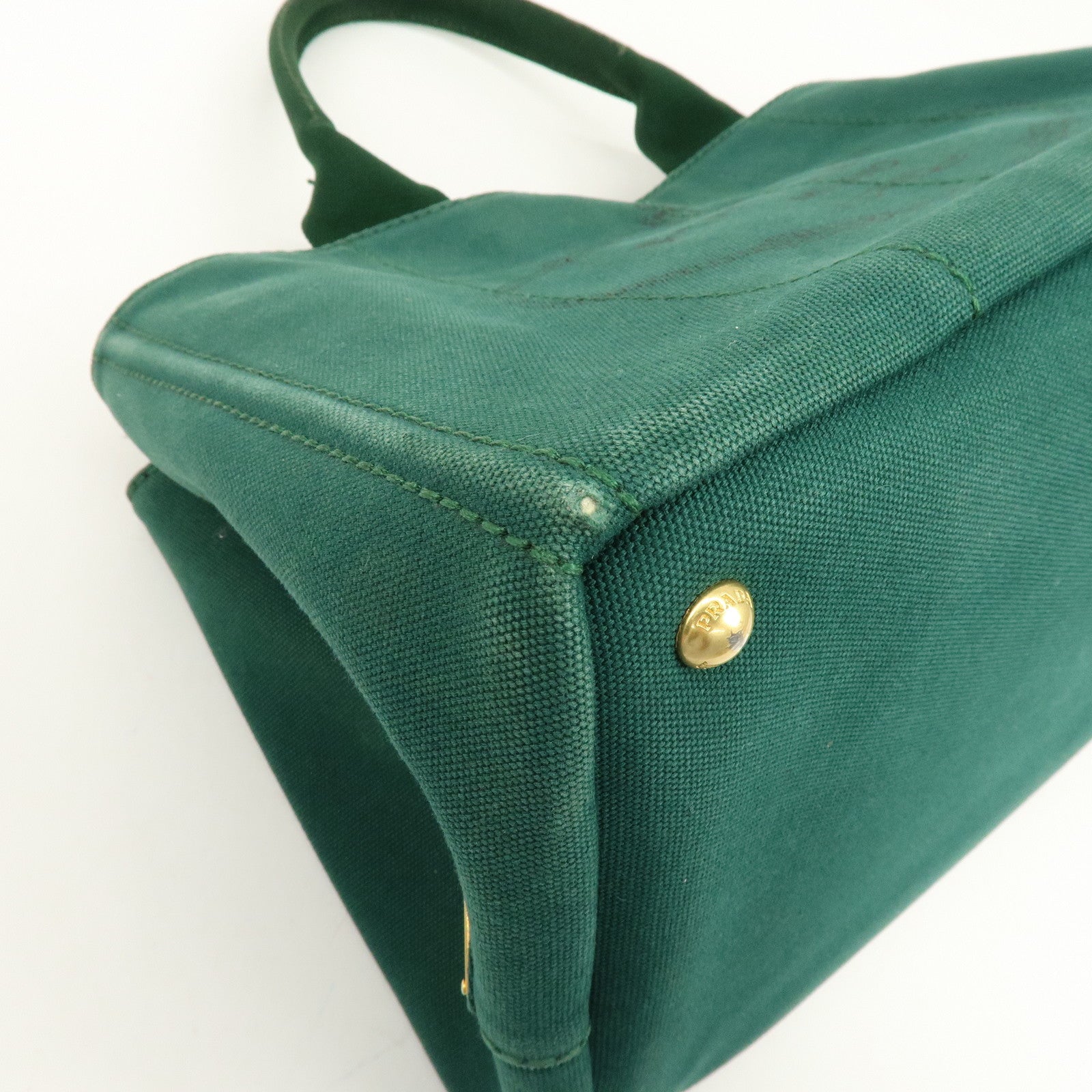 PRADA Triangle Logo Canapa Canvas 2Way Bag Shoulder Hand Bag Green