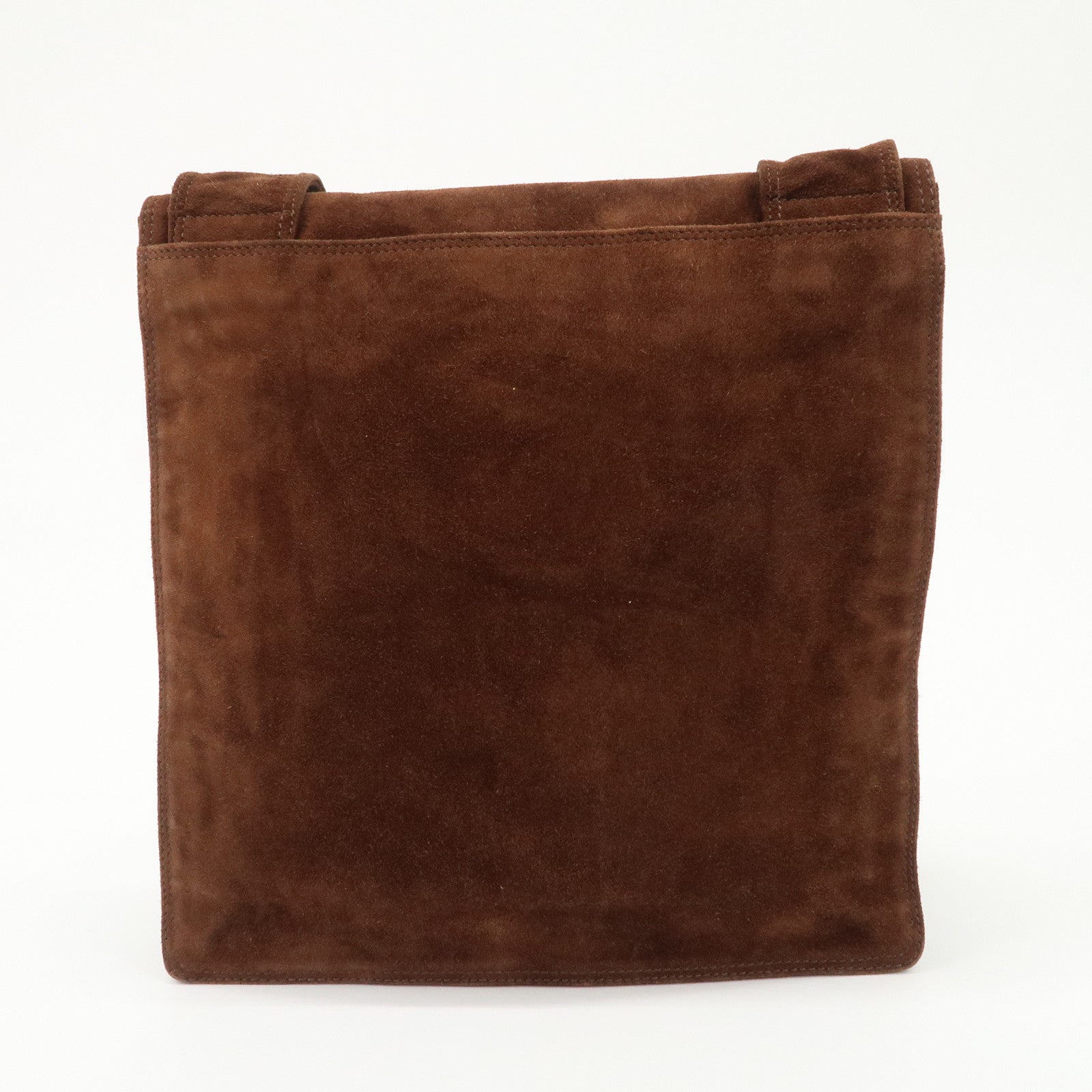 CHANEL Logo Suede Shoulder Bag Crossbody Bag Brown Used