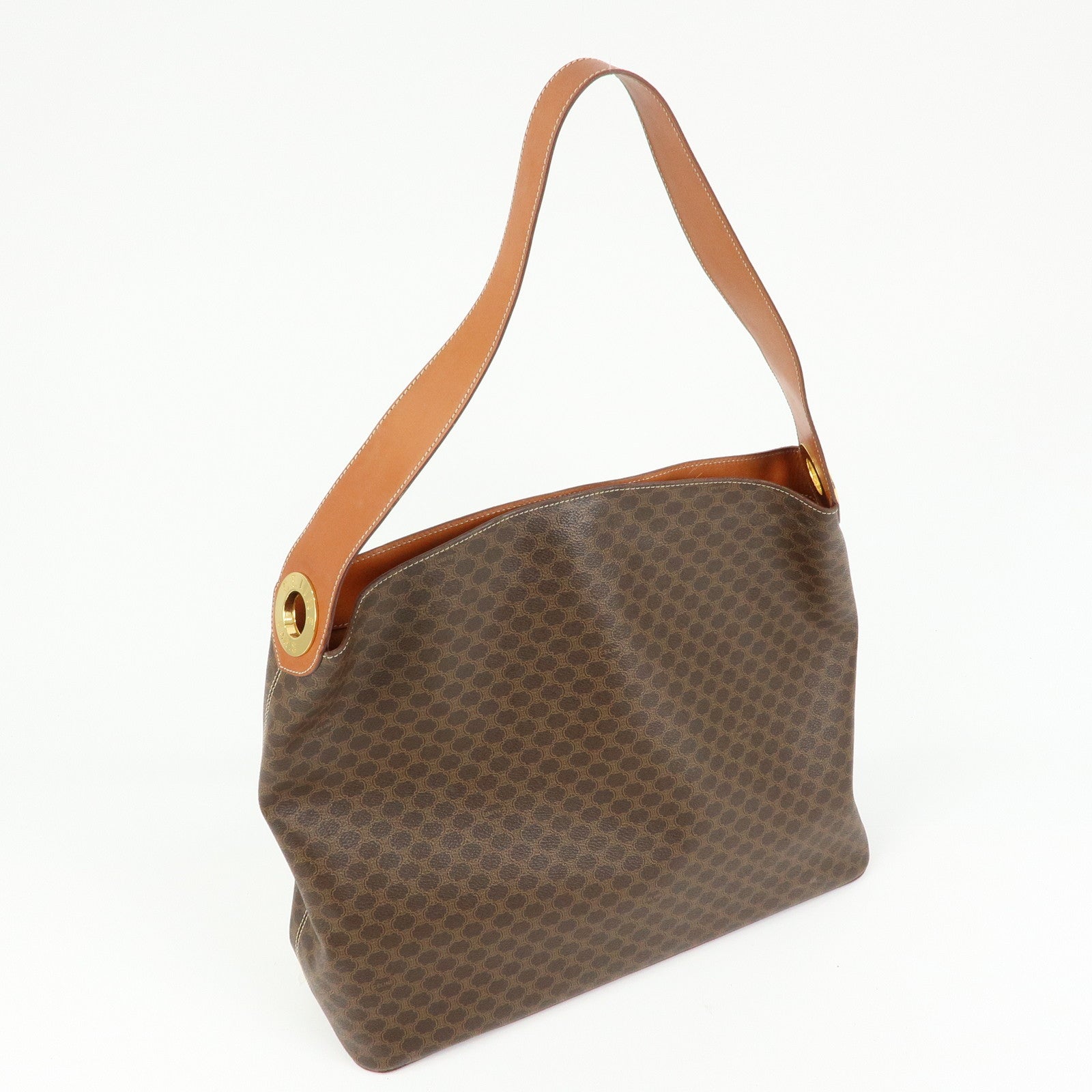 CELINE Macadam PVC Canvas Shoulder Bag Hand Bag Brown