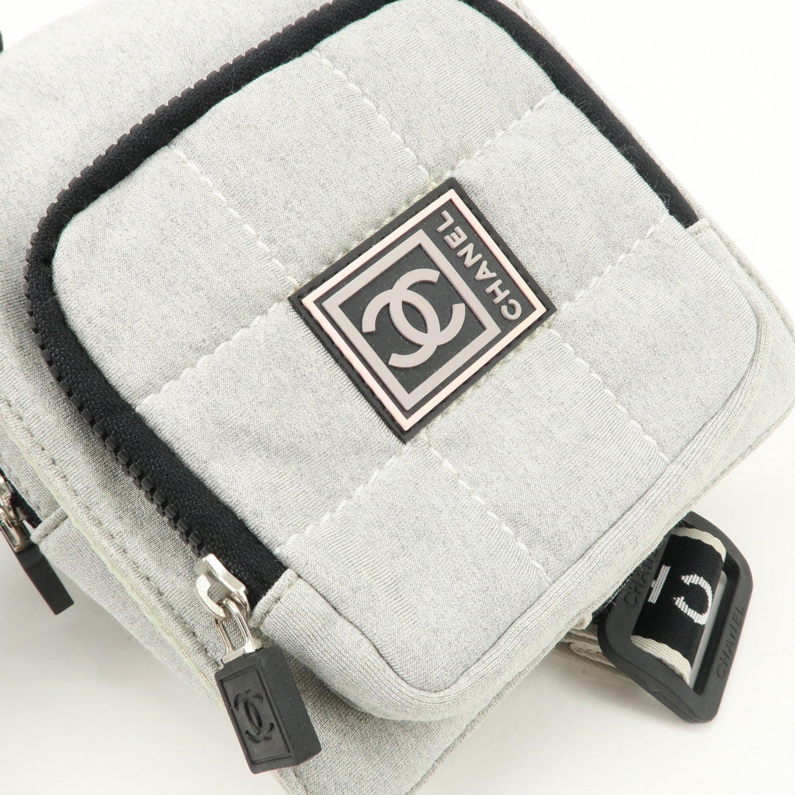 CHANEL Sport Line Cotton Jersey Waist Bag Body Bag Grey