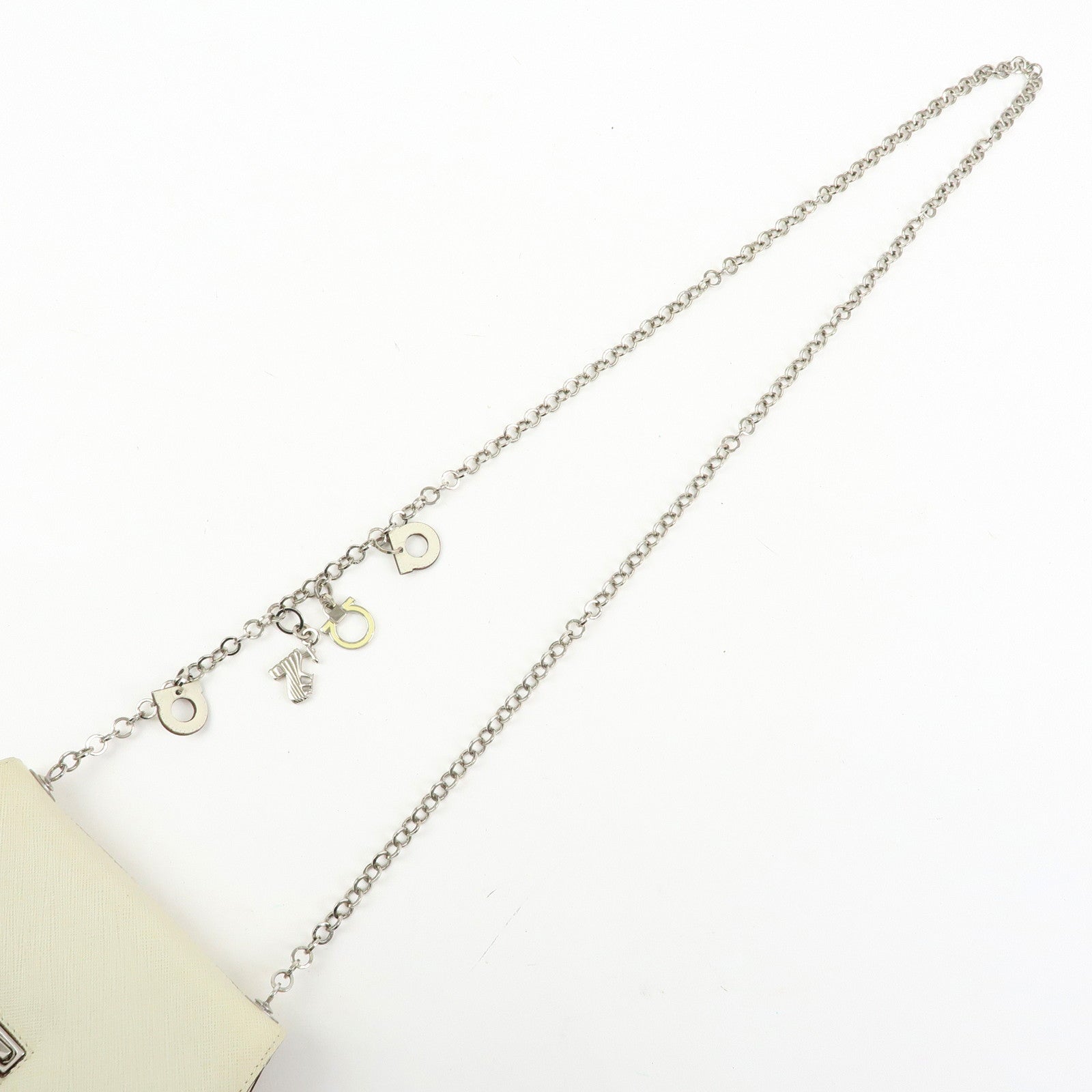 Ferragamo Gancini Leather Chain Shoulder Bag Crossbody Bag Ivory