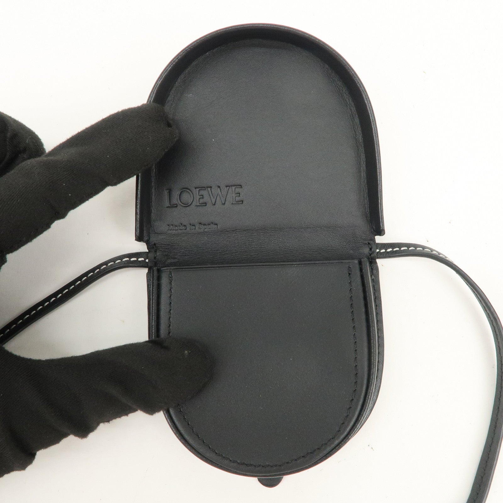 LOEWE Anagram Logo Leather Coin Case Coin Purse Black