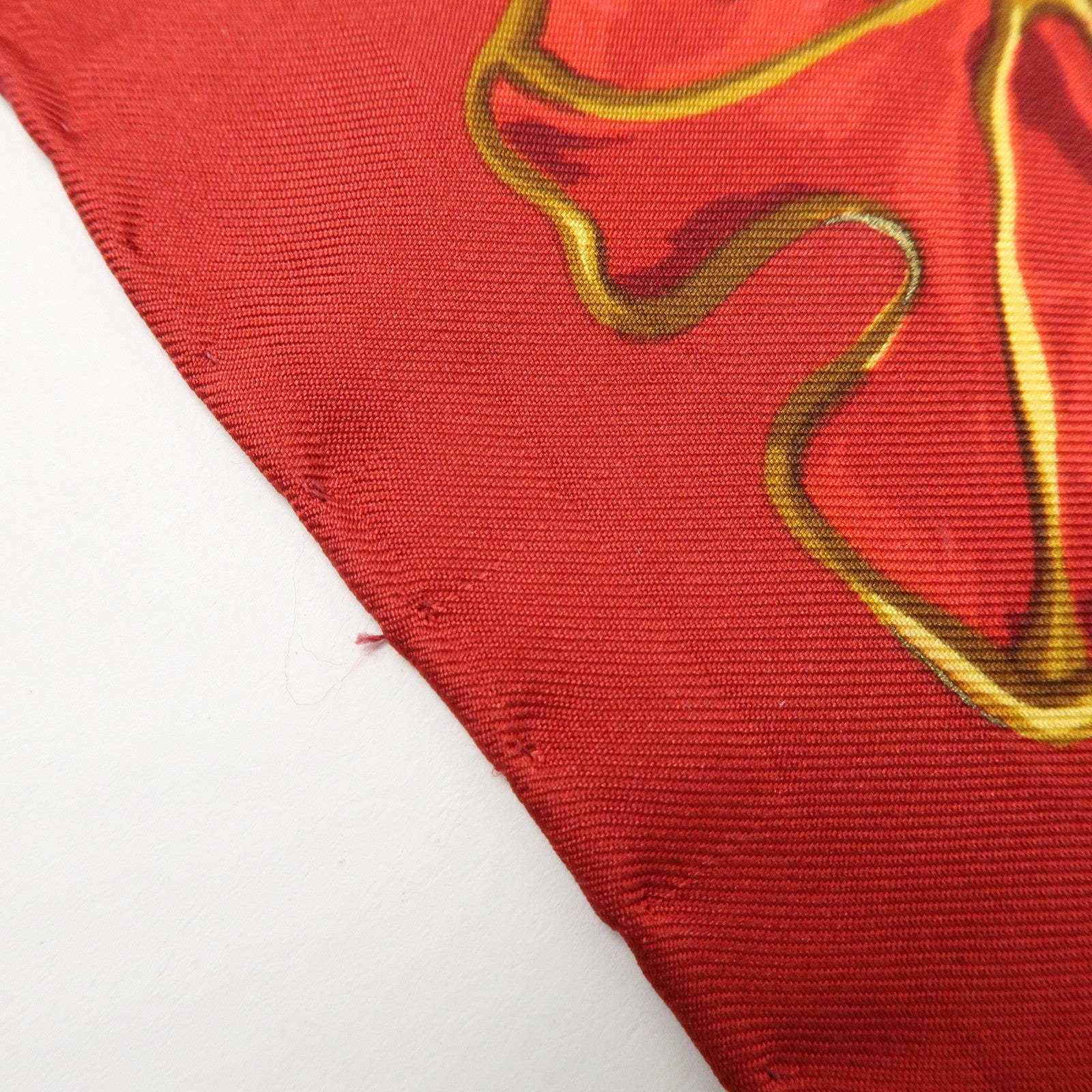 CHANEL Silk 100% Scarf Flower Motif Red Yellow