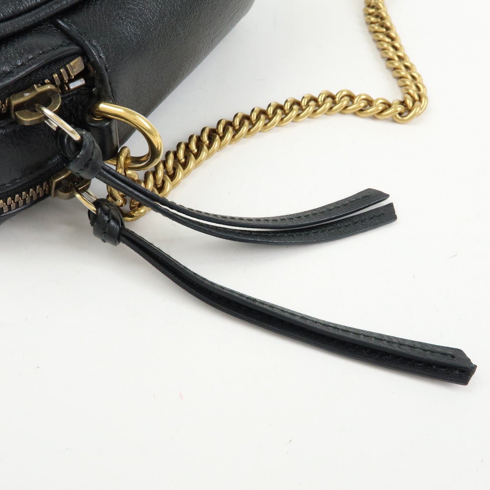 GUCCI GG Marmont Leather Chain Shoulder Crossbody Bag Black 550155