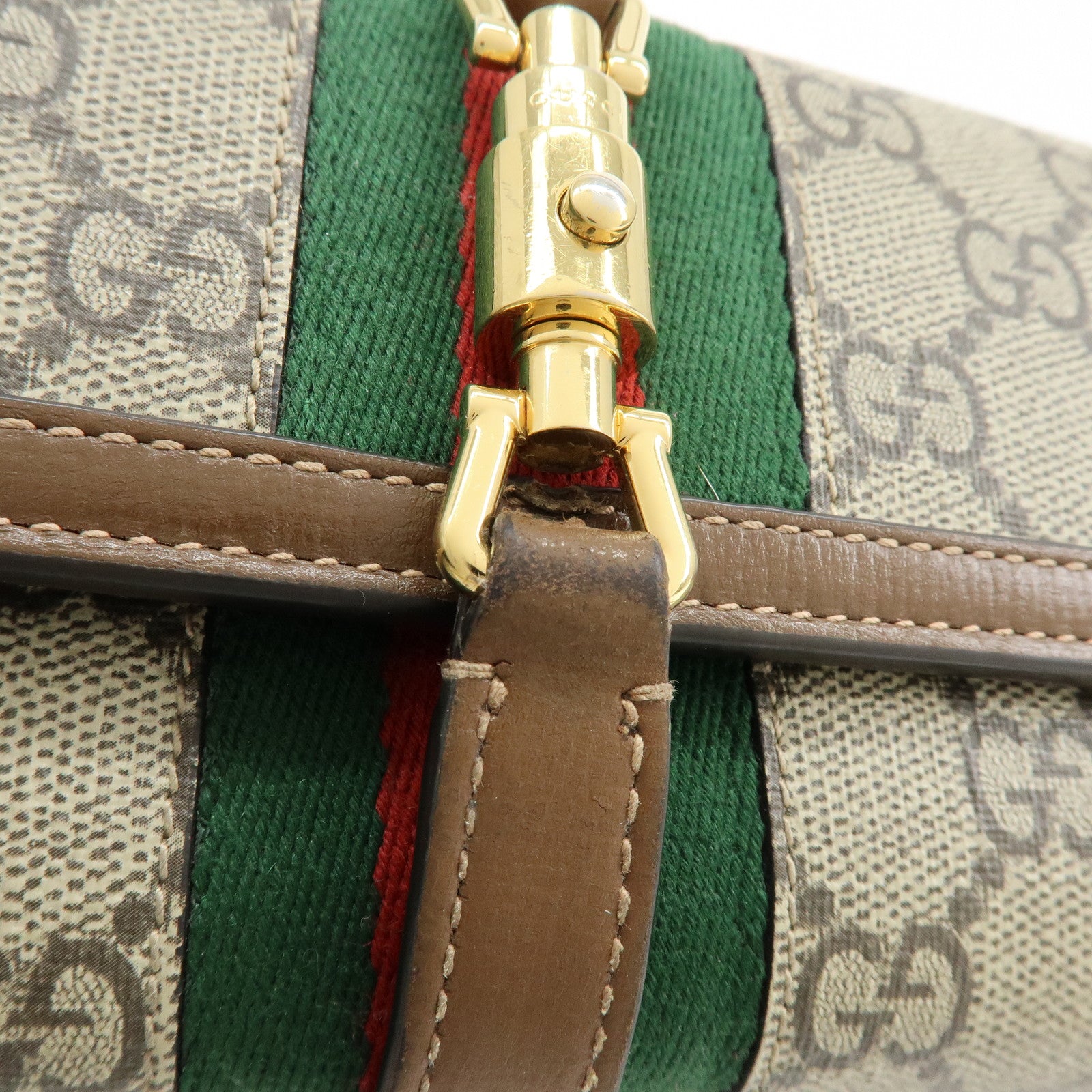 GUCCI Jackie 1961 Sherry GG Supreme Leather Chain Wallet Bag 652681