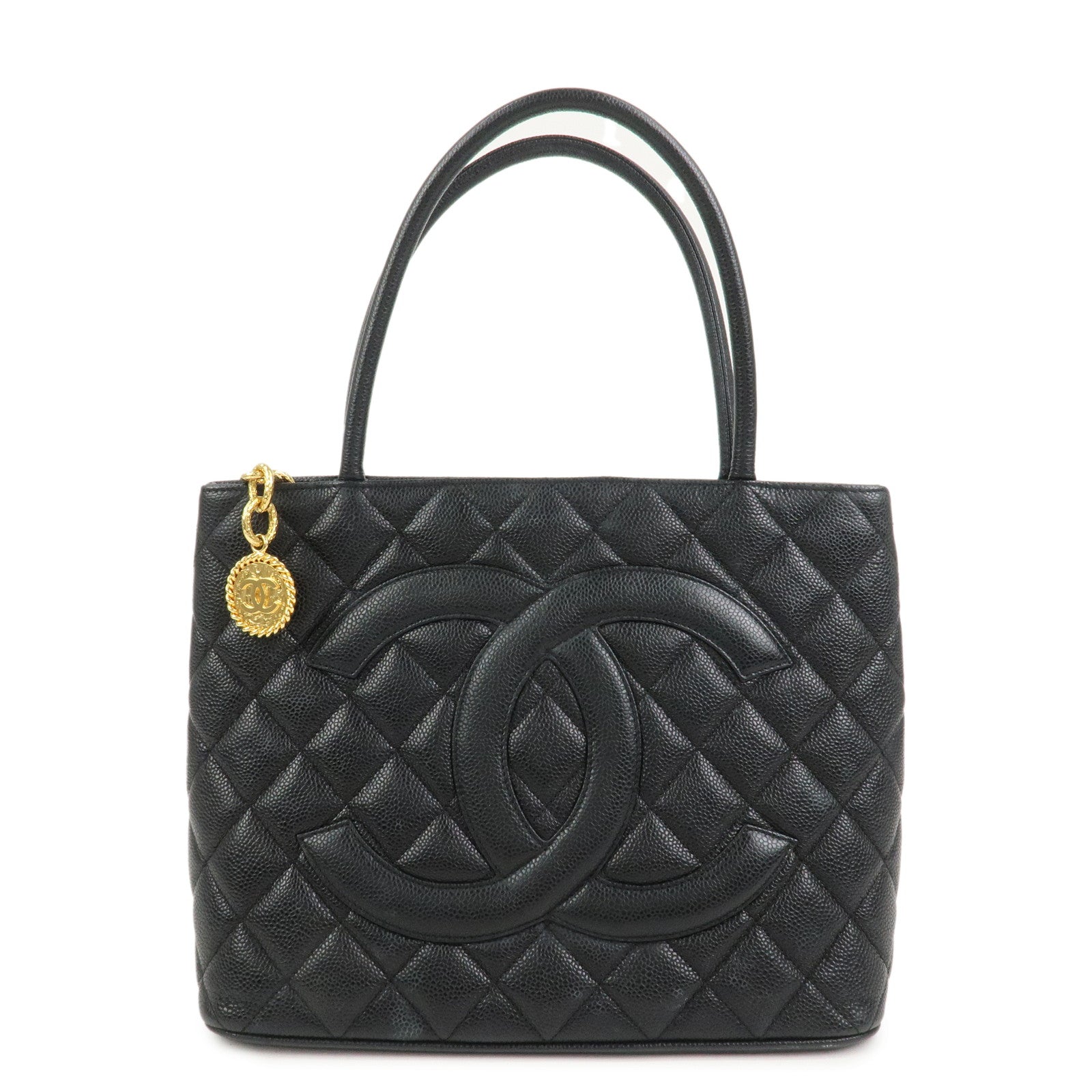 CHANEL Matelasse Caviarskin Medallion Tote Bag Hand Bag A01804