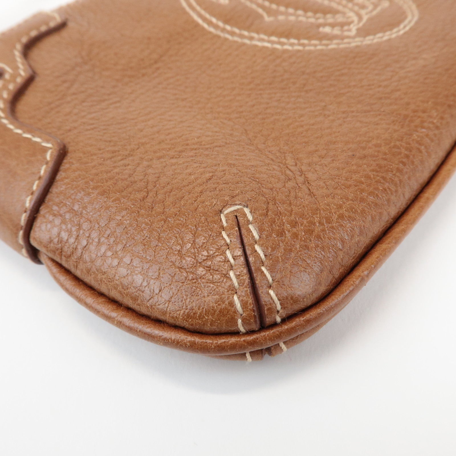 Cartier Marcello de Cartier 2C Logo Leather Pouch Wrist Bag Brown