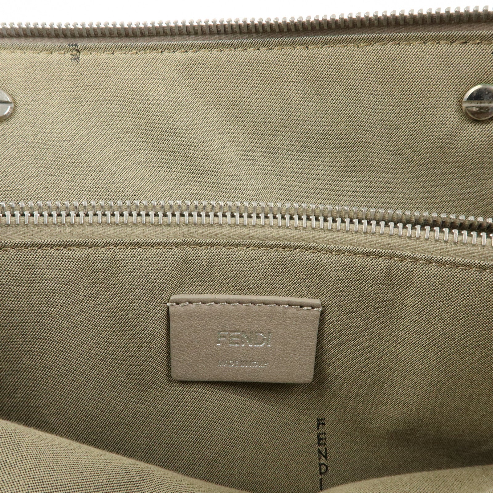 FENDI Bay The Way Leather 2Way Bag Shoulder Bag Greige 8BL124