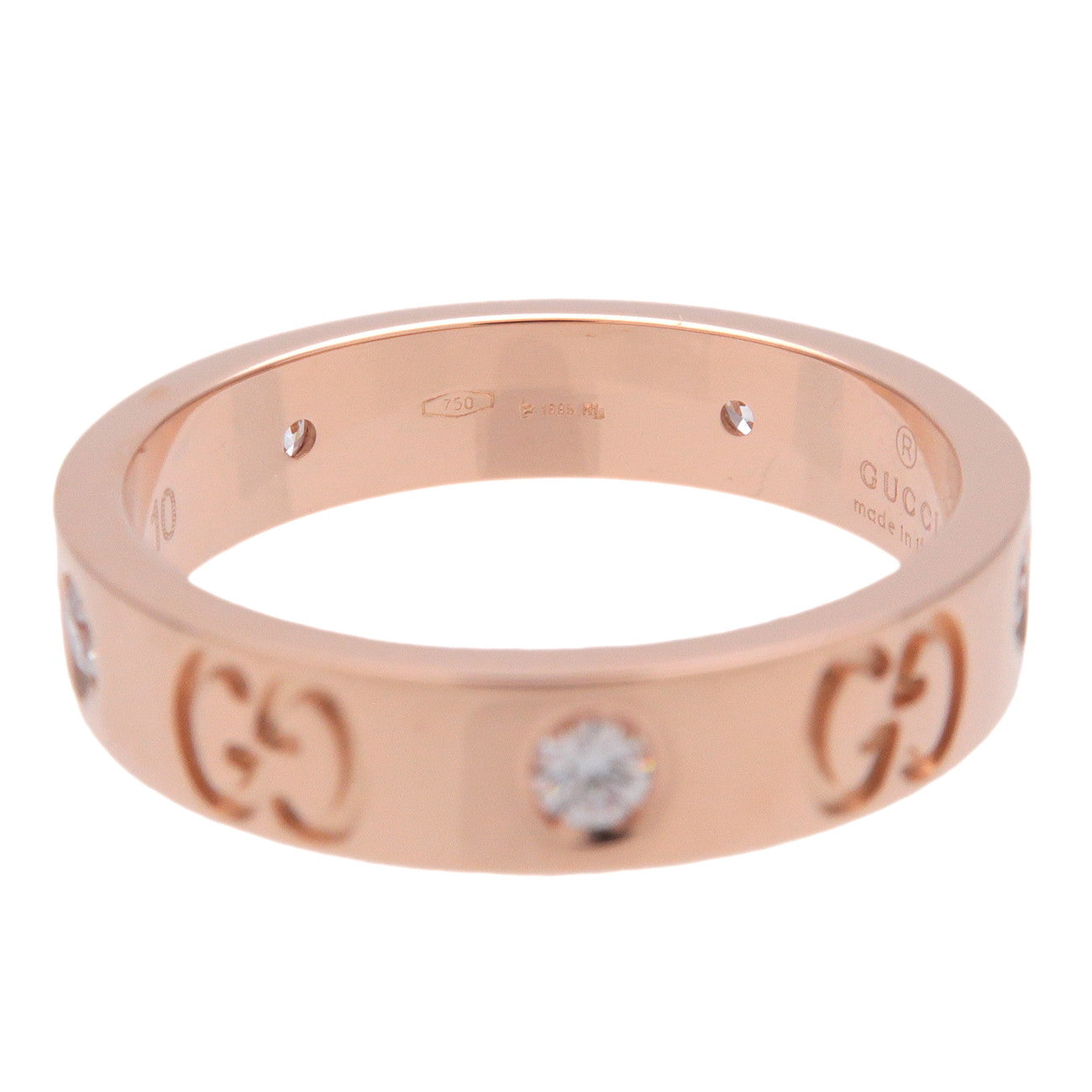 GUCCI Icon 5P Diamond Ring K18 750PG Rose Gold #10 US5 EU50 HK11