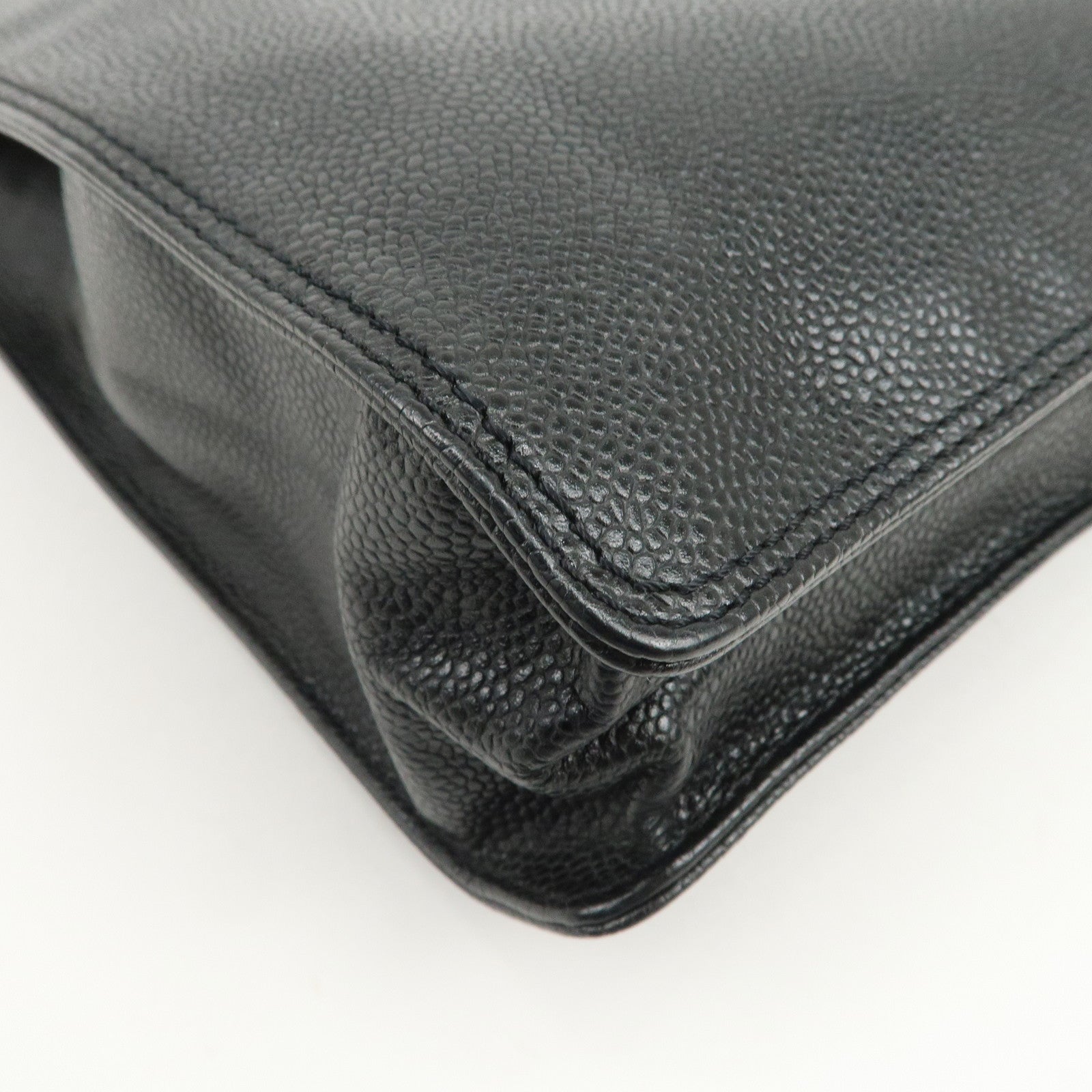 CHANEL COCO Mark Caviarskin Hand Bag Black Brown