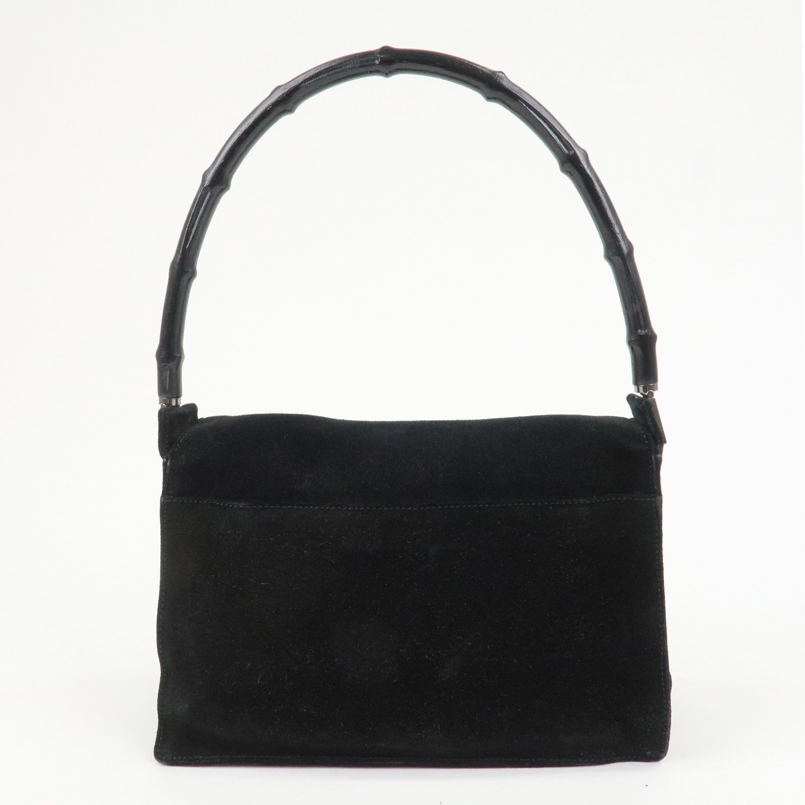 GUCCI Bamboo Suede Shoulder Bag Hand Bag Black 001・3239