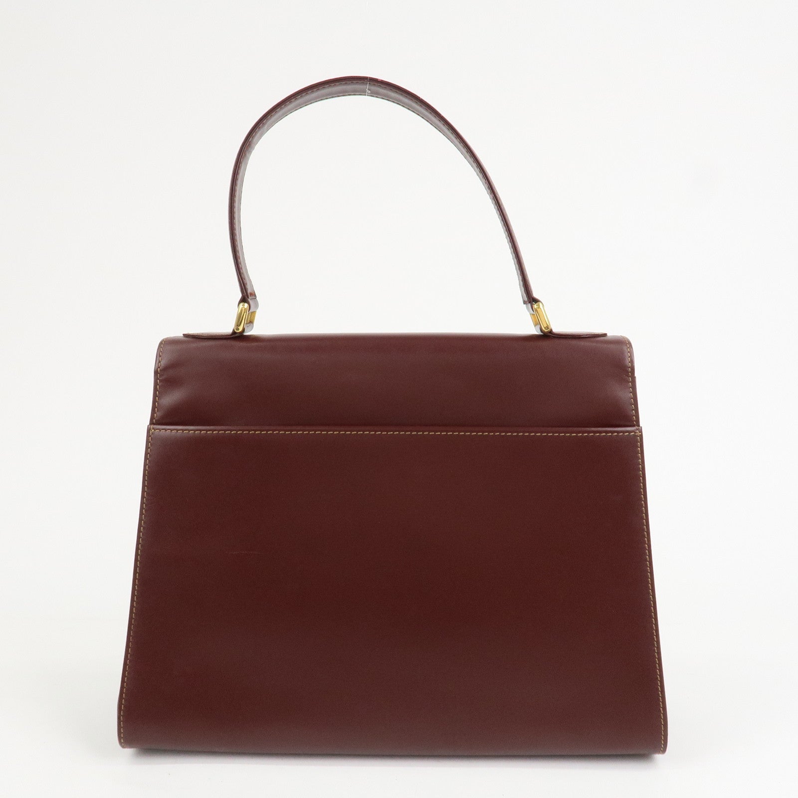 Cartier Must Line Leather Hand Bag Bordeaux Gold HDW