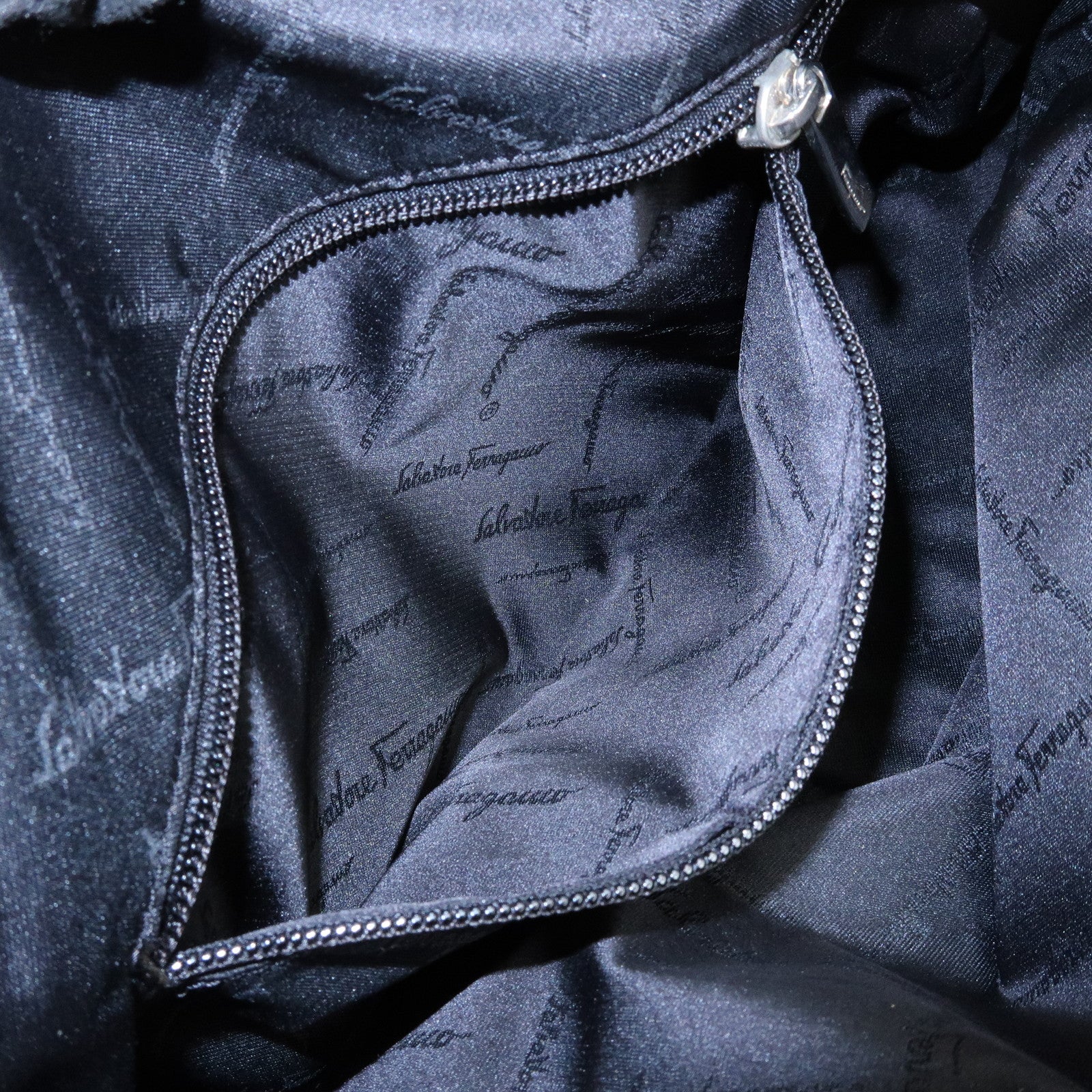 Ferragamo Vara Nylon Leather Boston Bag Shoulder Bag Black