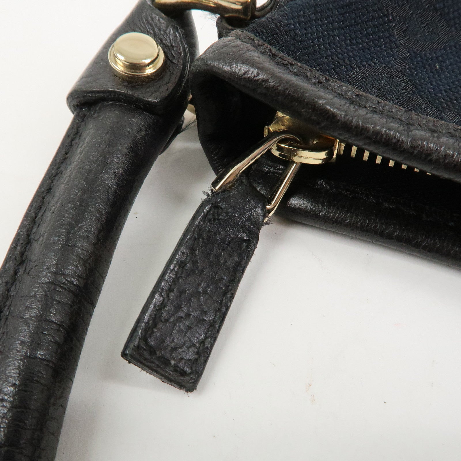 GUCCI Abbey GG Canvas Leather Shoulder Bag Hand Bag Black 130737