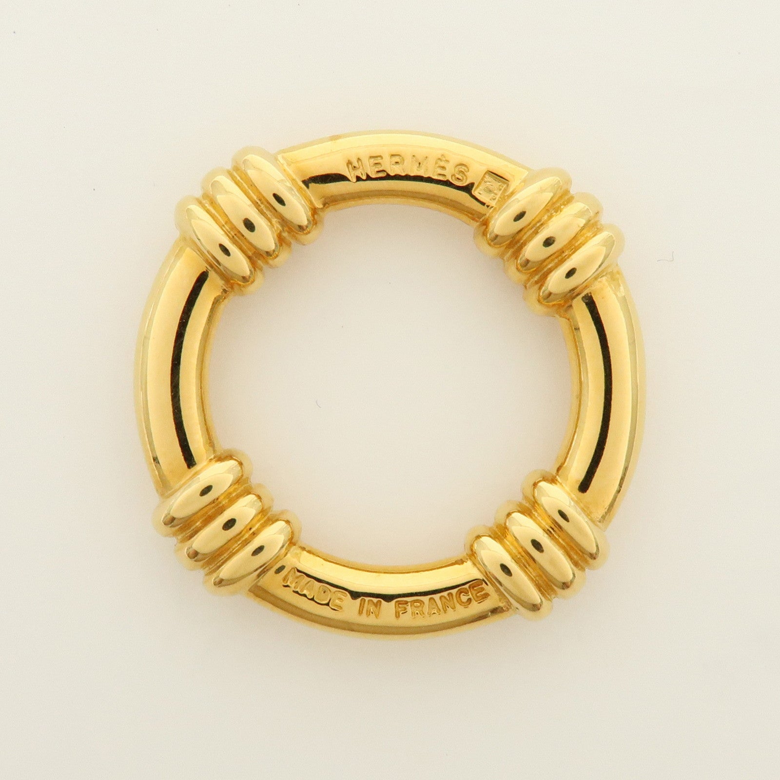 HERMES Boué Metal Scarf Ring Gold